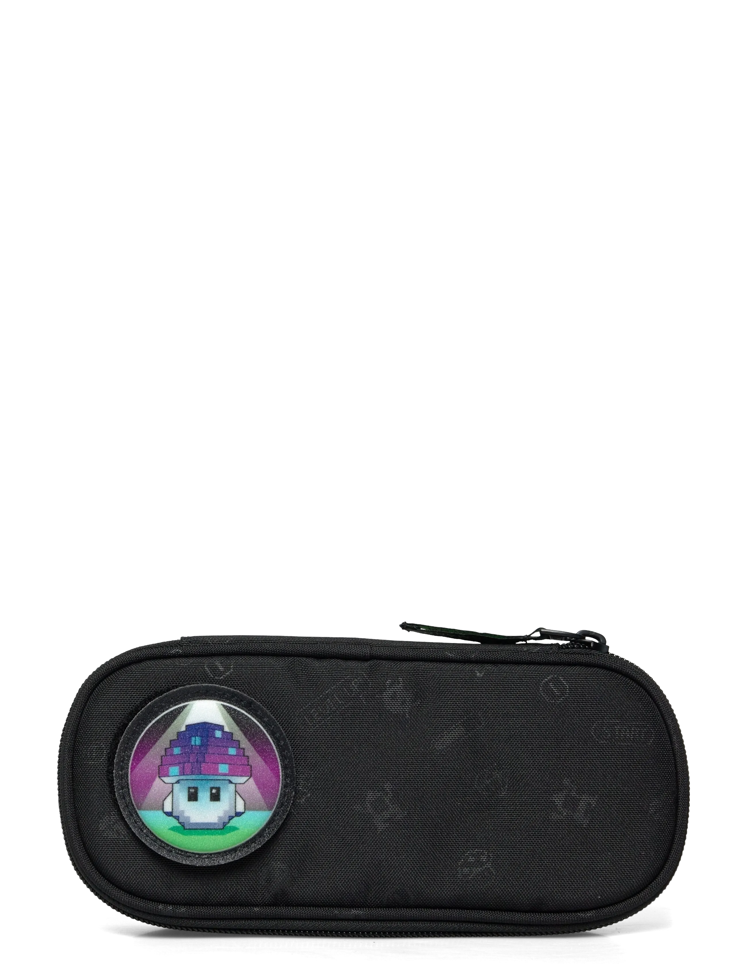 Oval pencil case, Pixel - BLACK