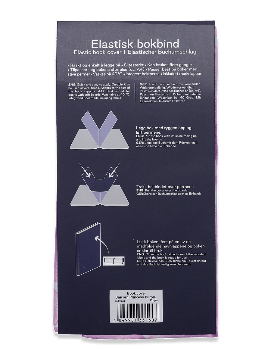 Beckmann Norway - Elastic book cover, Unicorn Princess Purple - książki dla dzieci - unicorn princess purple - 3