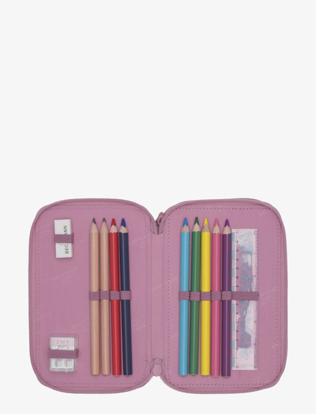 Beckmann Norway - Three section pencil case w/content - Pink - pink - 1