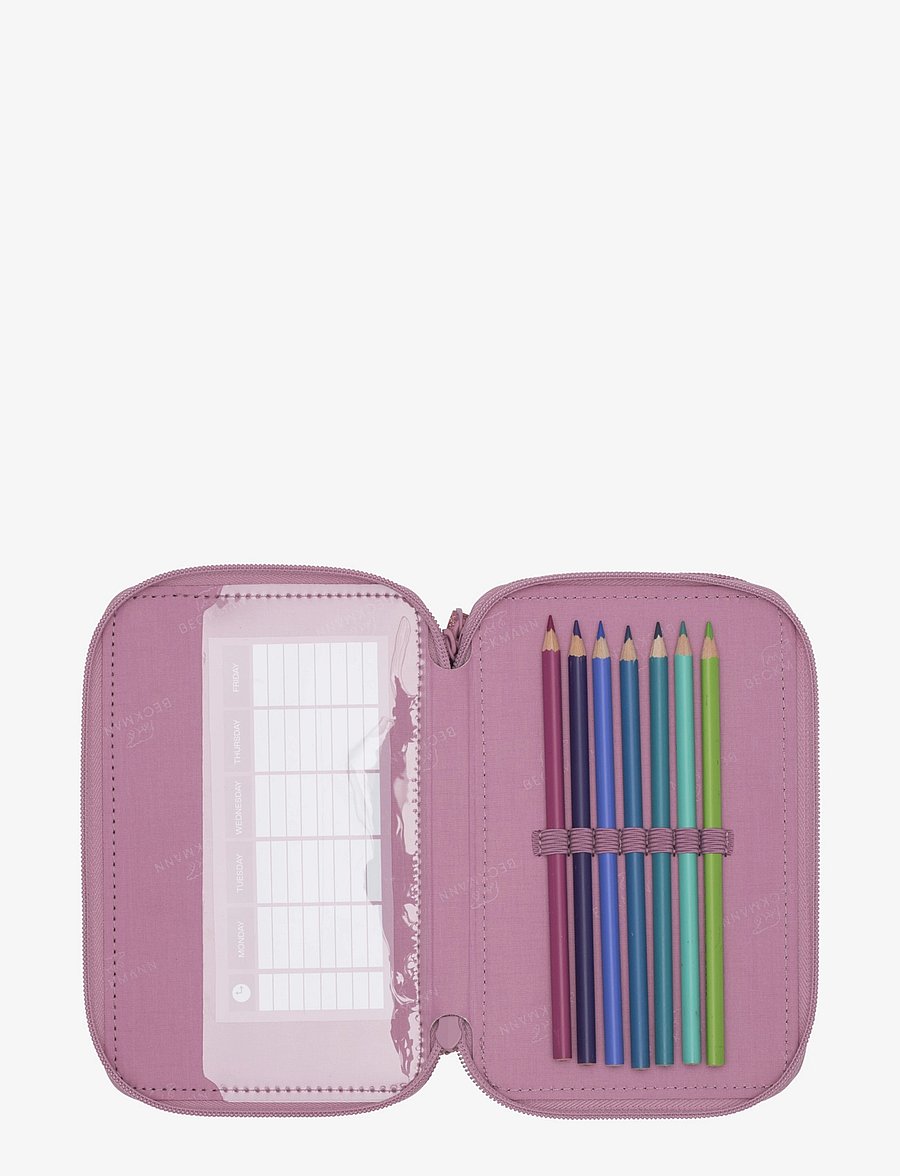 Beckmann Norway - Three section pencil case w/content - Pink - pink - 2