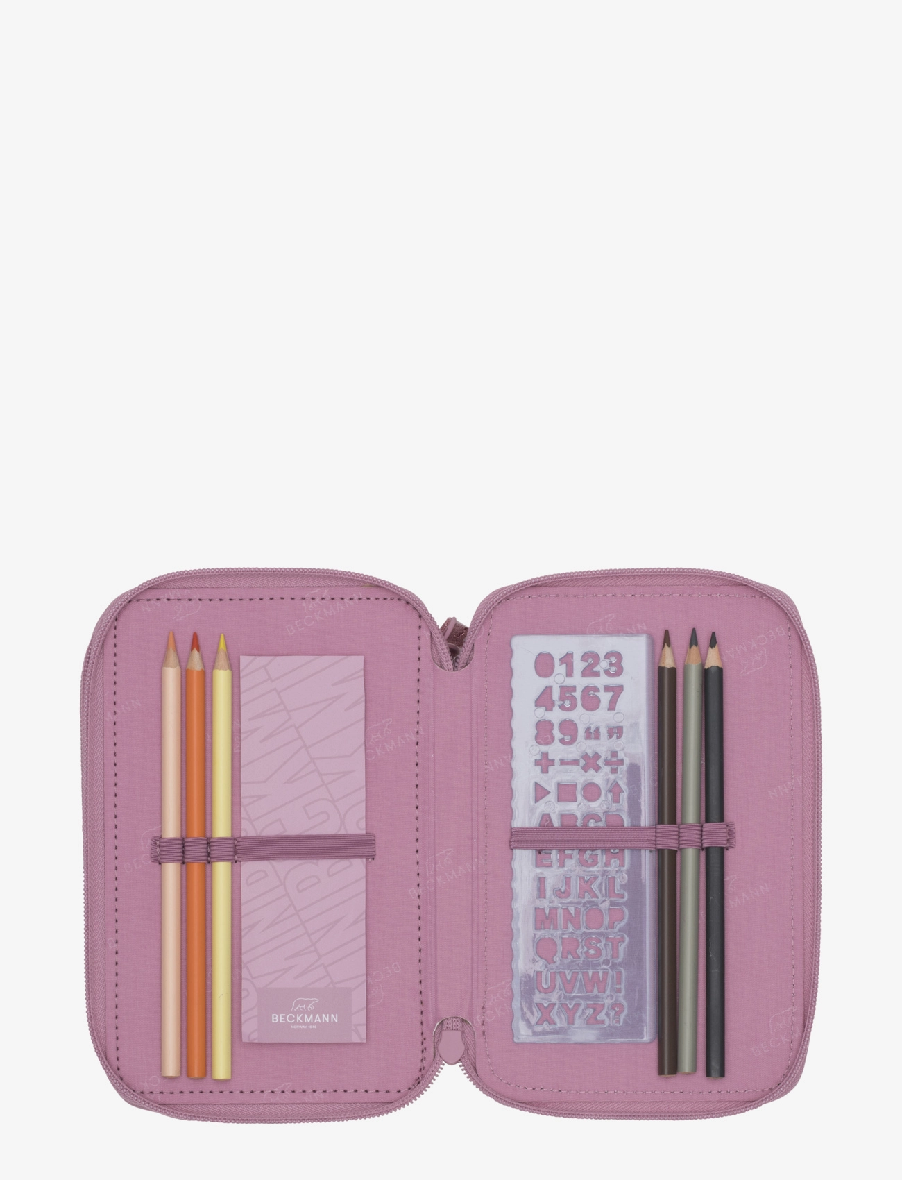 Beckmann Norway - Three section pencil case w/content - Pink - pink - 3