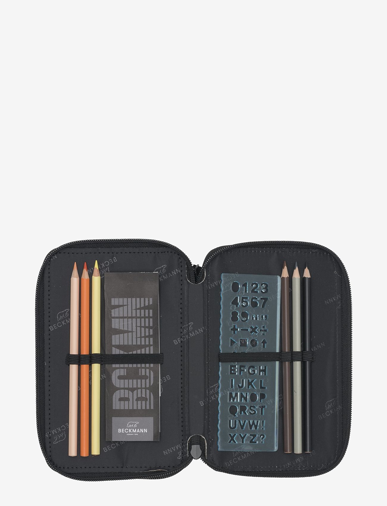 Beckmann Norway - Three section pencil case w/content - Black - black - 3