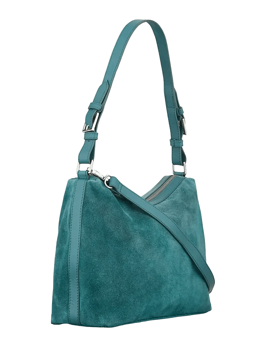 Becksöndergaard - Suede Ginni Medi Bag - top handle tasker - mediteal green - 1