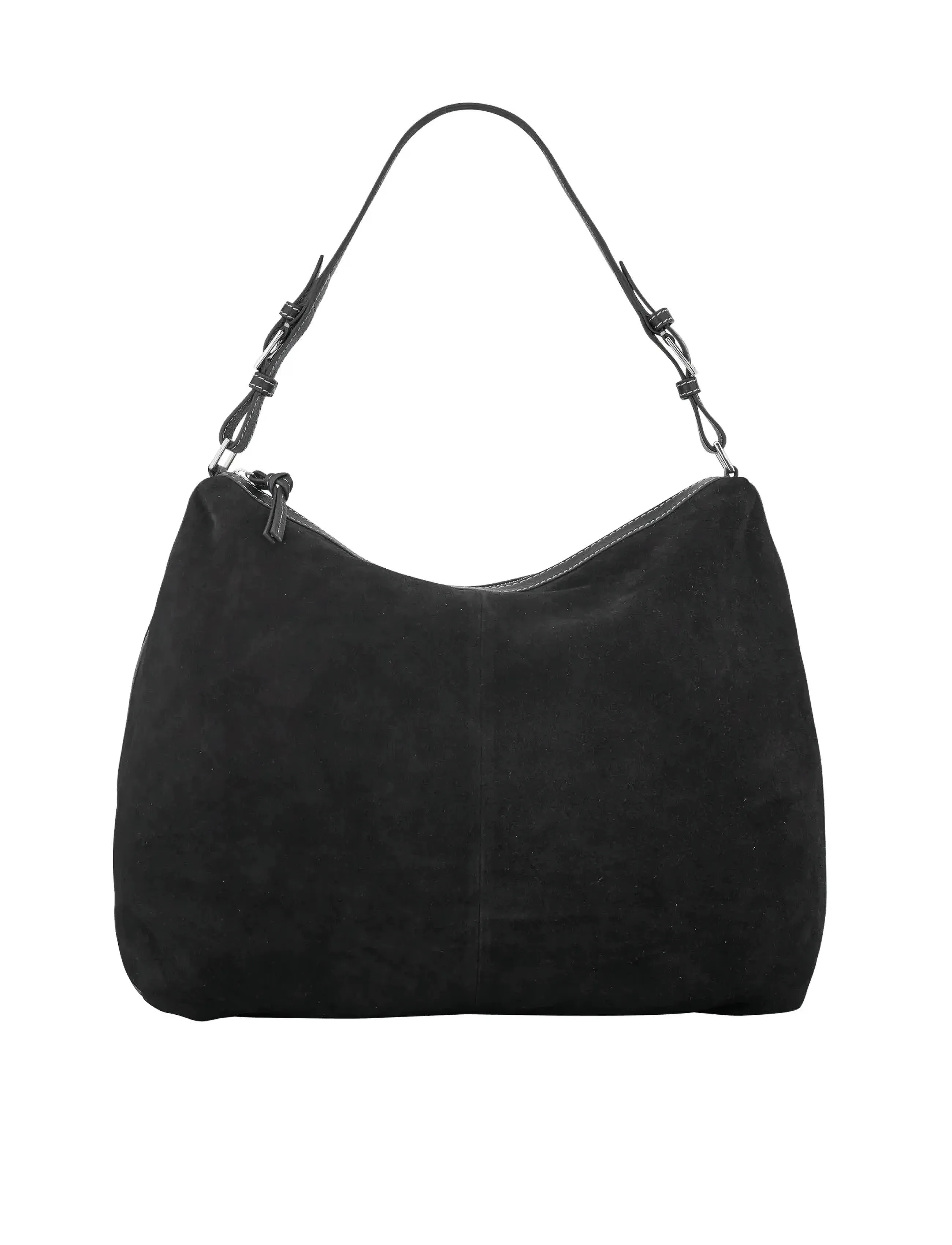 Becksöndergaard Suede Ginni Large Bag, Kvinder, Ruskind Hobo Taske, Sort, Str: ONE SIZE