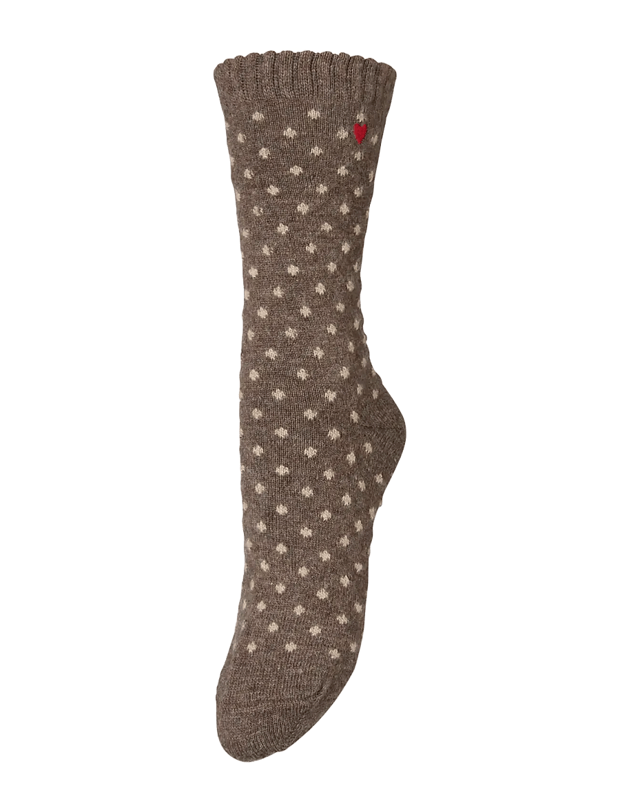 Becksöndergaard - Dotted Wola Sock - hot fudge brown - 0