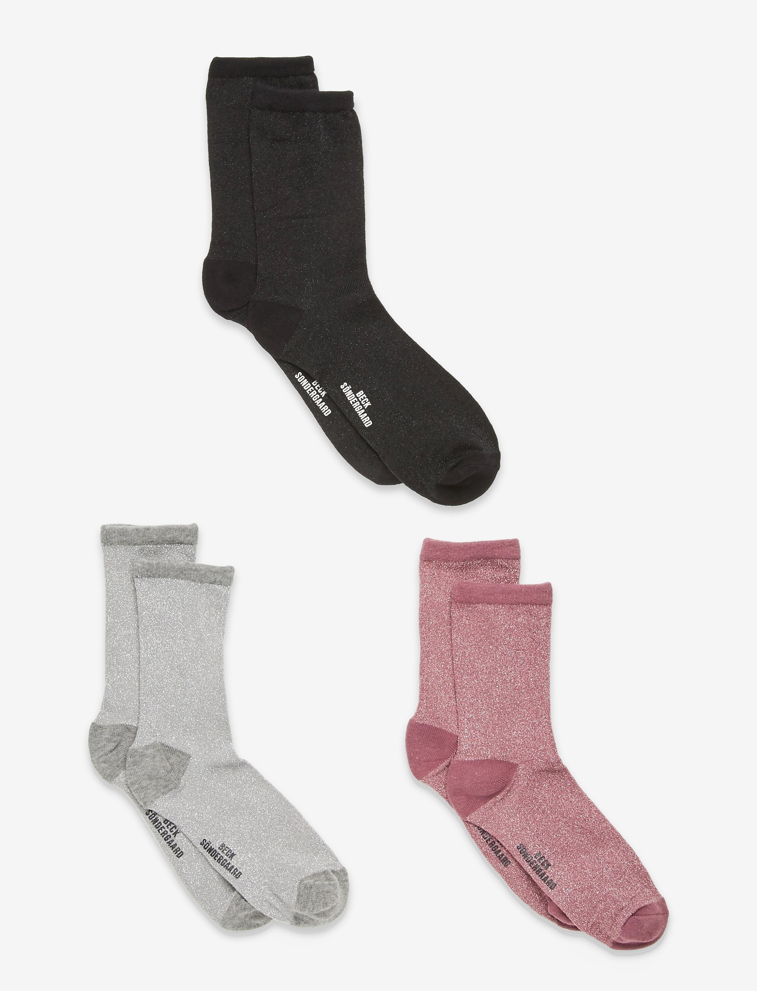 Becksöndergaard Dina Solid Mix 3 - Zeķes - BLACK/GREY/MAUVE / pink/rose