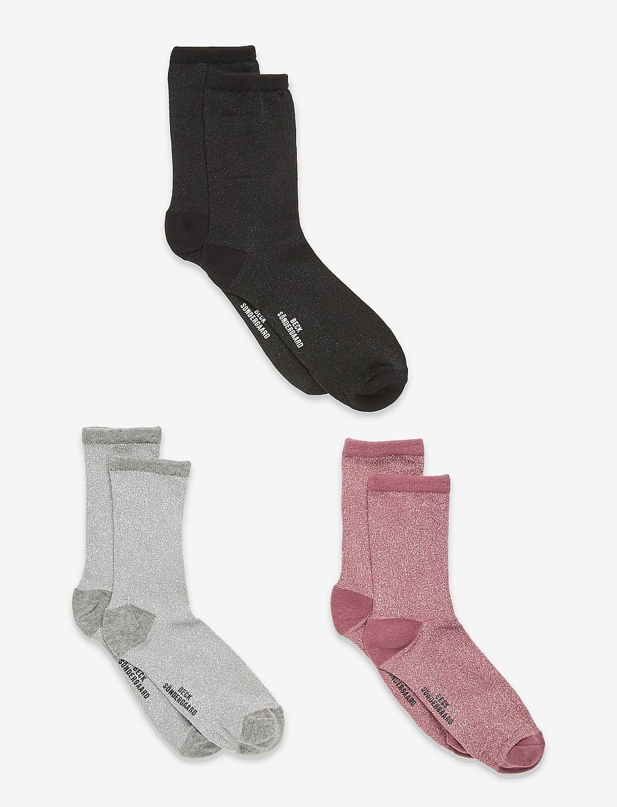 Becksöndergaard - Dina Solid Mix 3 - normale socken - black/grey/mauve - 0