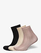 Solid Drake Sock 3 Pack - BLACK/SAND/FAWN