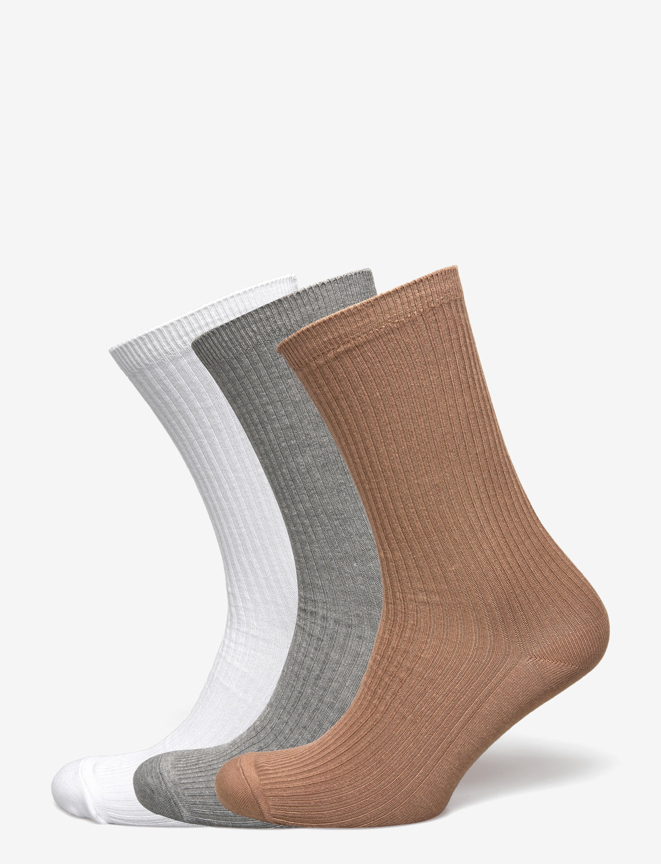 Becksöndergaard - Telma Solid Sock 3 Pack - tavalliset sukat - white/gray/brown - 0