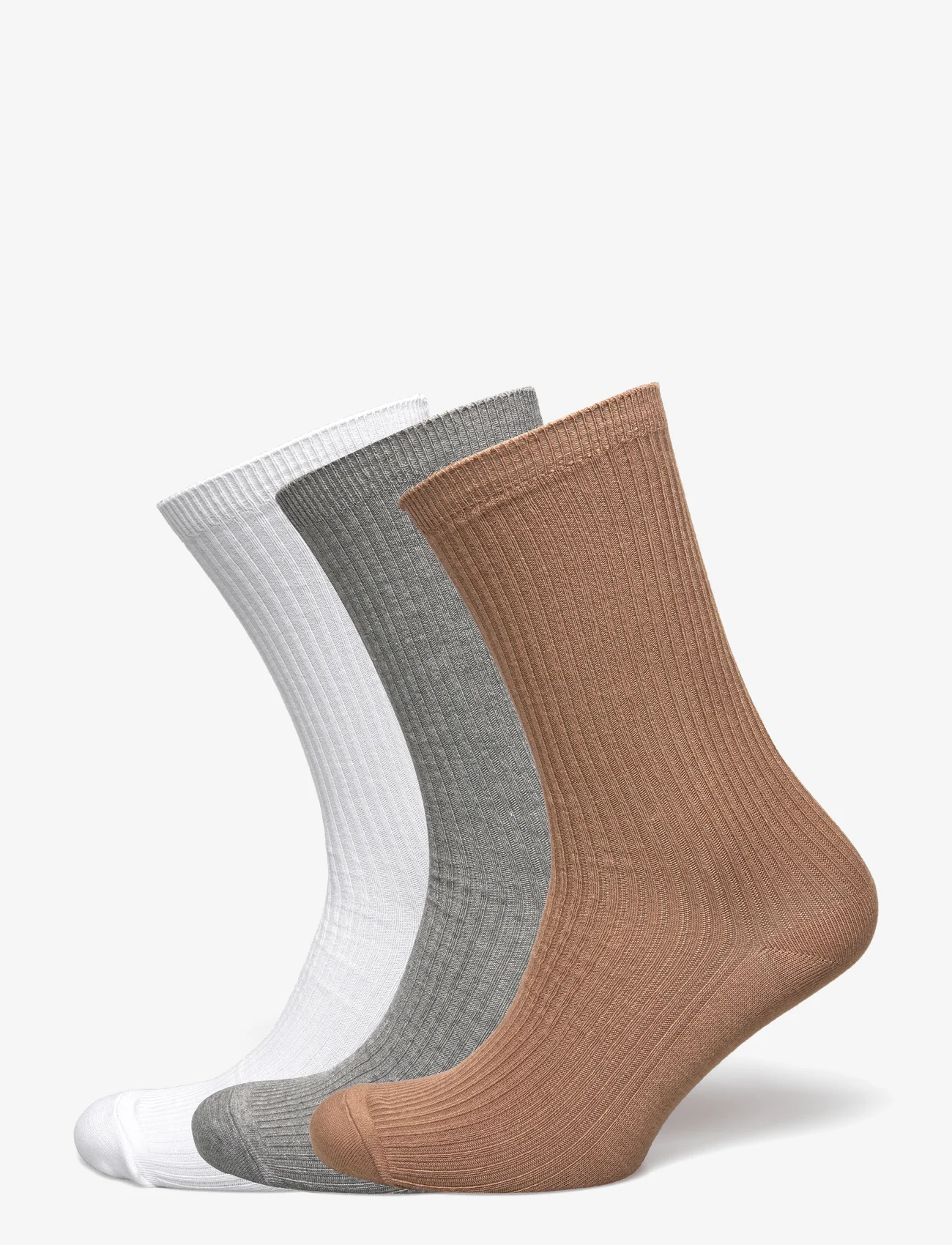 Becksöndergaard - Telma Solid Sock 3 Pack - lägsta priserna - white/gray/brown - 0