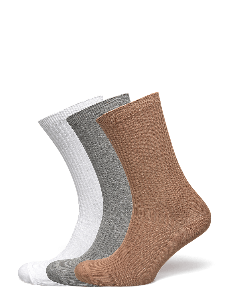 Becksöndergaard - Telma Solid Sock 3 Pack - tavalliset sukat - white/gray/brown - 0