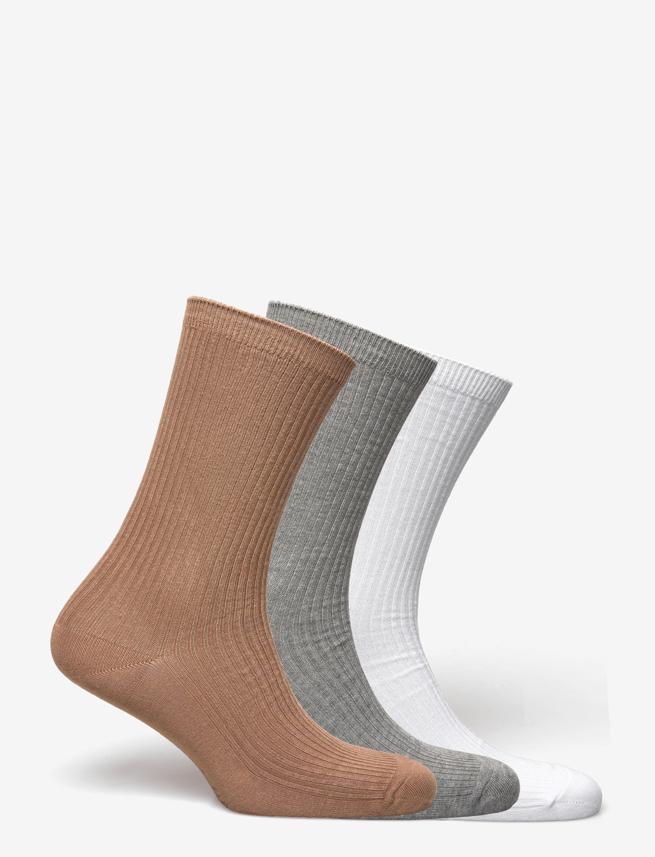 Becksöndergaard - Telma Solid Sock 3 Pack - tavalliset sukat - white/gray/brown - 1