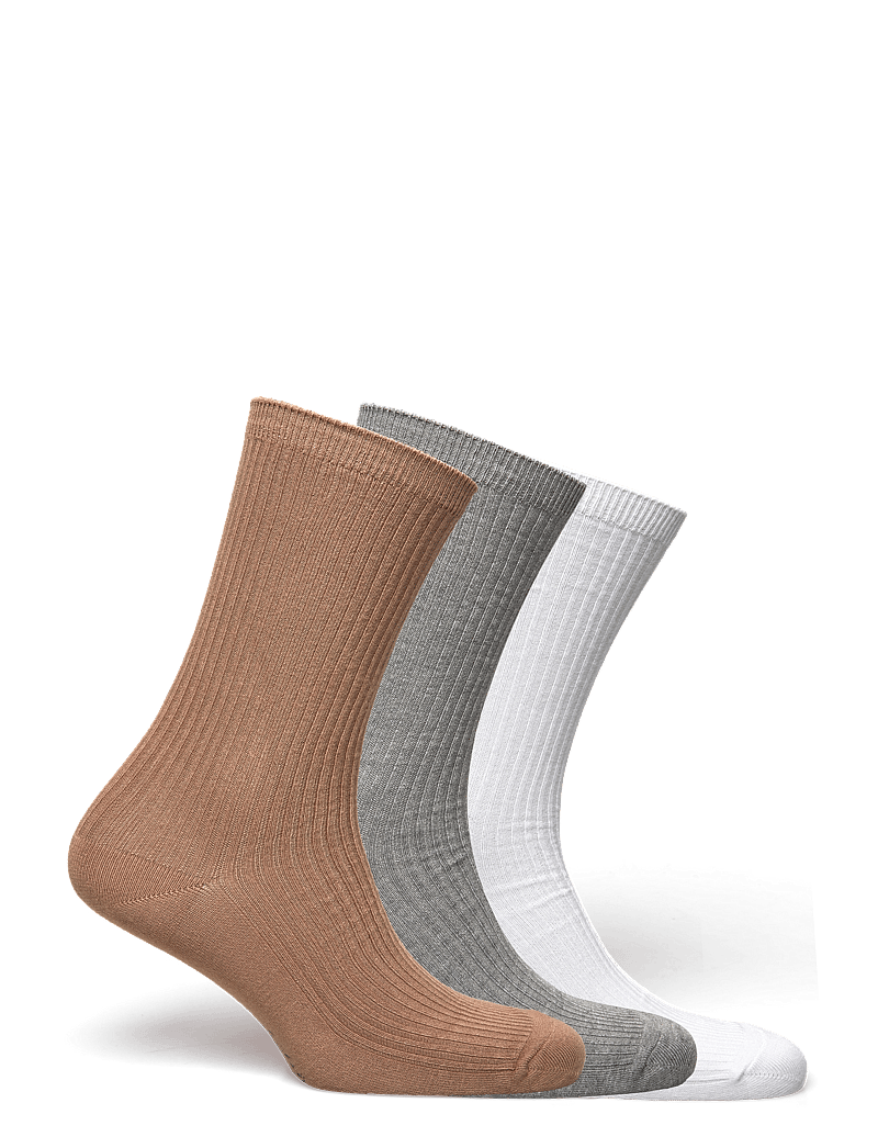 Becksöndergaard - Telma Solid Sock 3 Pack - tavalliset sukat - white/gray/brown - 1
