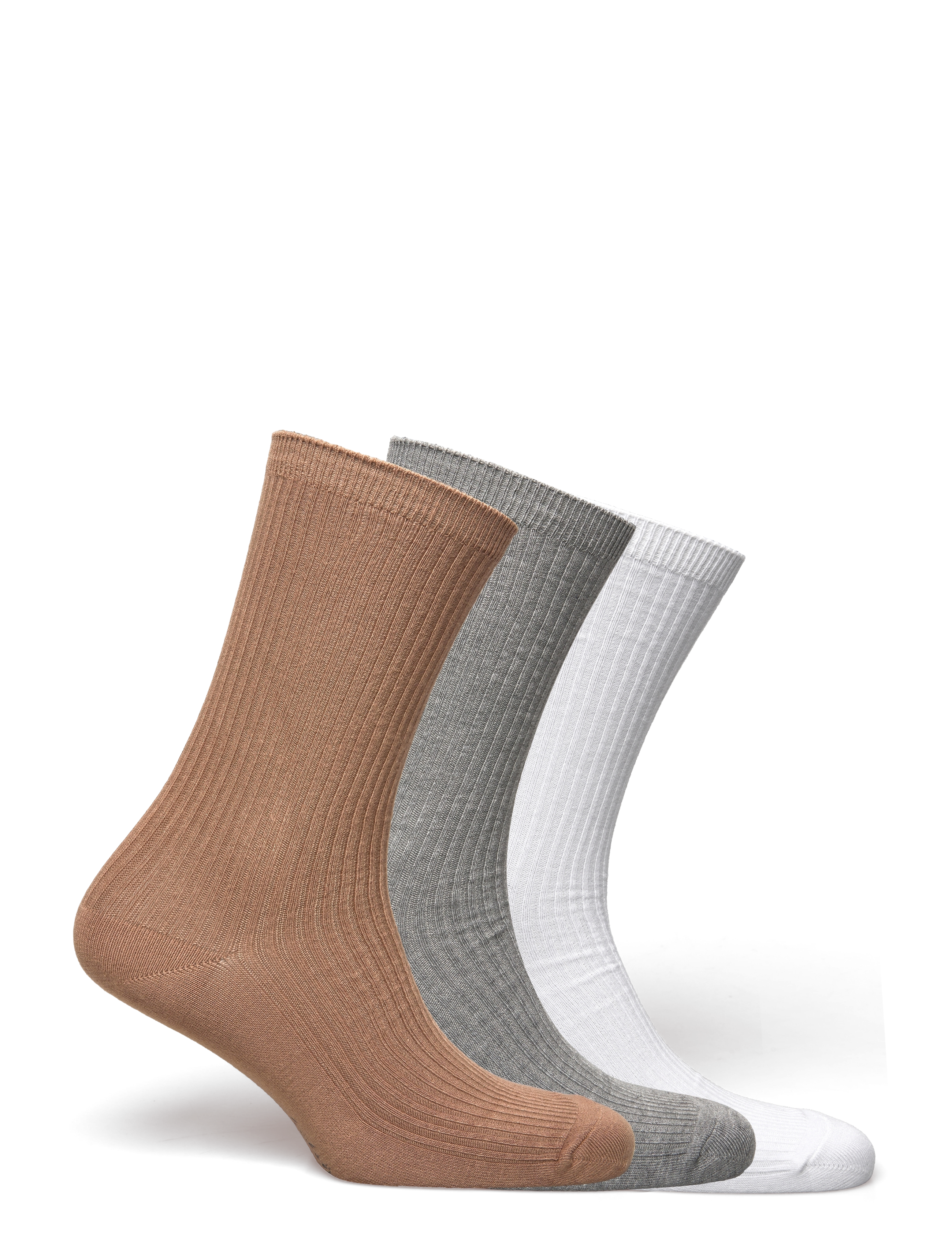 Becksöndergaard - Telma Solid Sock 3 Pack - tavalliset sukat - white/gray/brown - 1