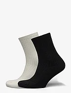 Helga Crochet Sock 2 Pack - BLACK/WHITE