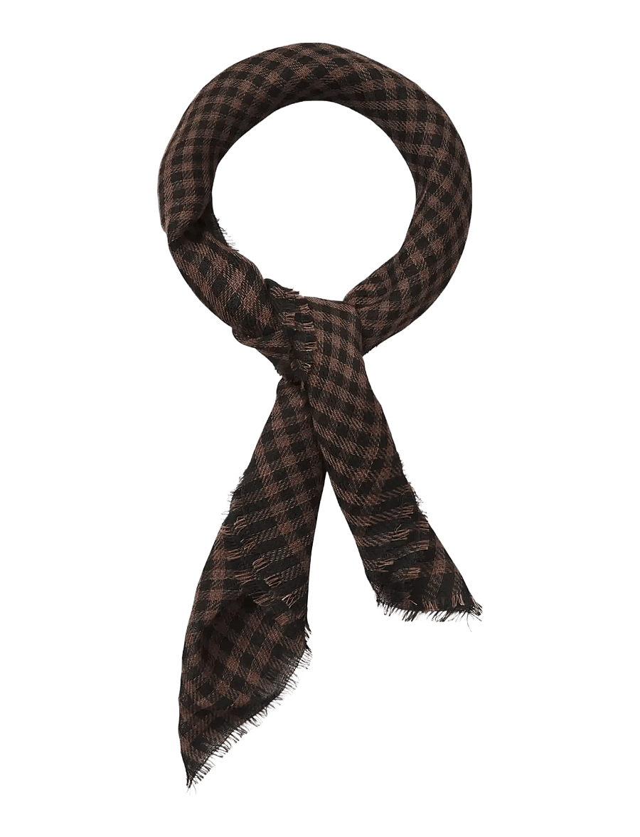 Becksöndergaard - Gingham Wica Scarf - kaschmir - acorn brown - 1