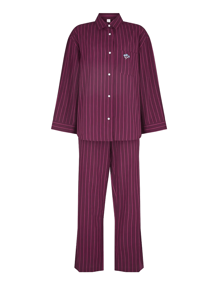 Becksöndergaard - Striped Pyjamas Set - pyjamas - fig red - 0