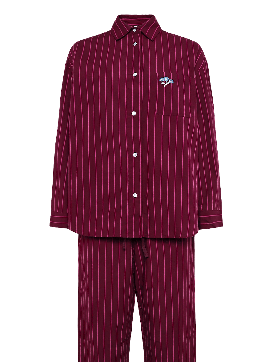 Becksöndergaard - Striped Pyjamas Set - pidžamas - fig red - 0