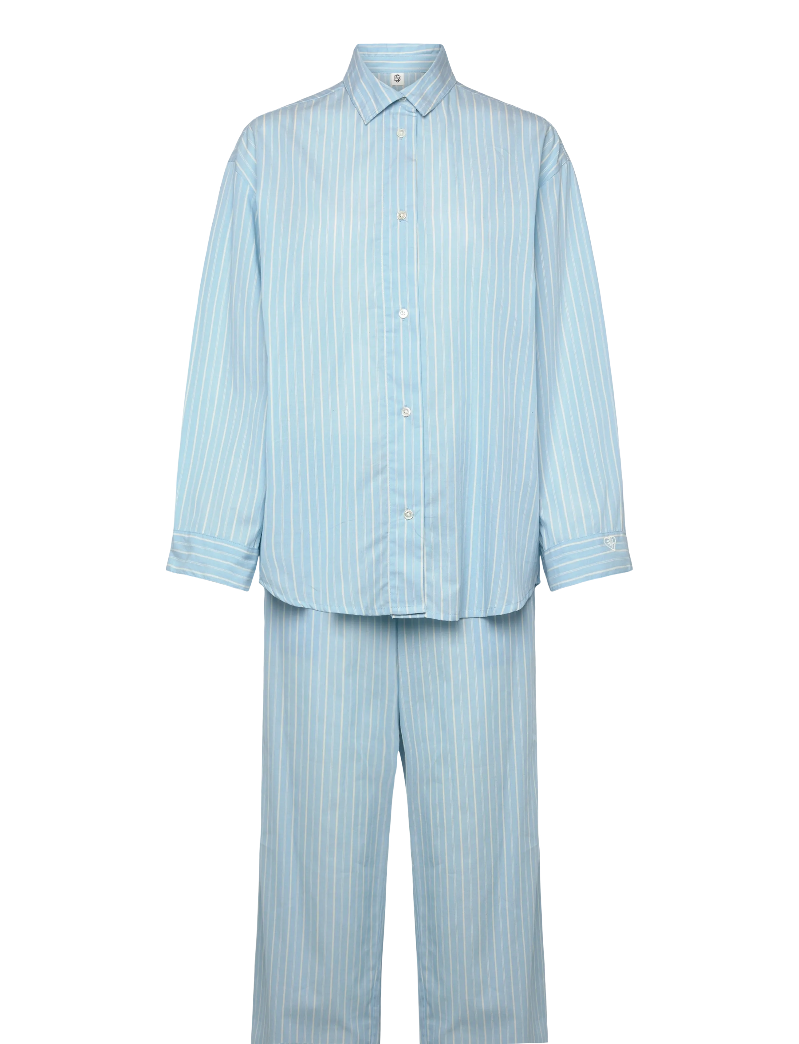 Becksöndergaard Suri Pyjamas Set - Unterwäsche - SHIRT BLUE/OFF-WHITE / blue