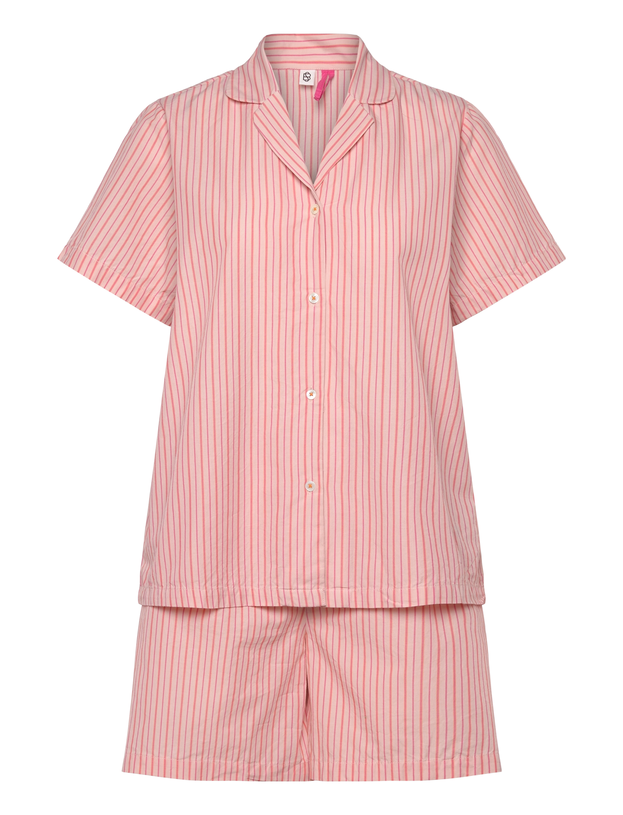 Becksöndergaard Stripel Kallie Shorts Set - Undertøj - PEACH WHIP PINK / coral