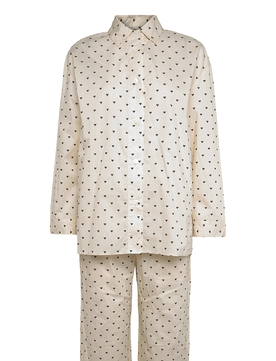 Becksöndergaard - Hearts Pyjamas Set - pyjamas - off-white/brown - 0