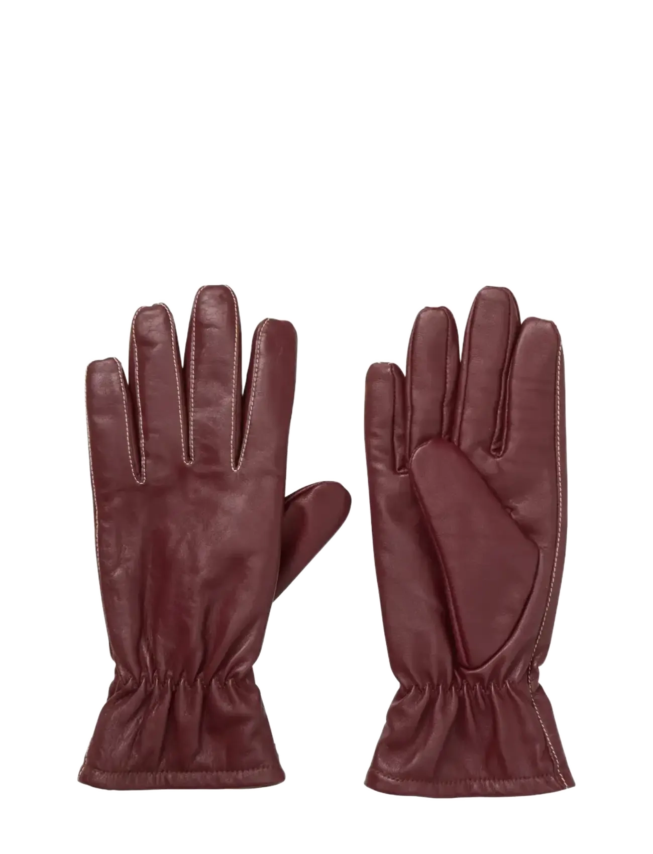 Smooth Leather Gloves - BURGUNDY