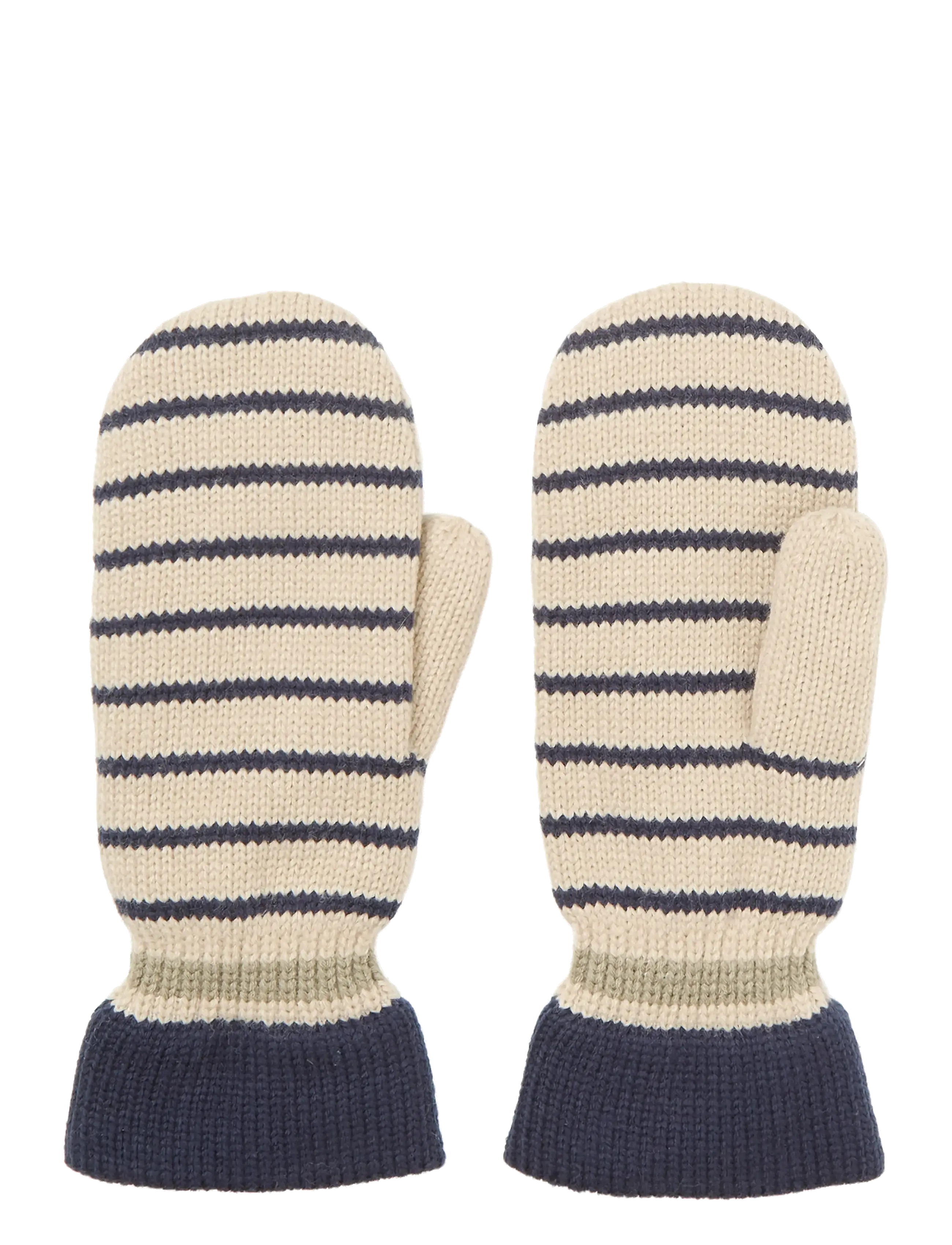 Becksöndergaard Thin Striped Emerald Mittens, Kvinder, Stribede Vanter, Cream, Str: L/XL