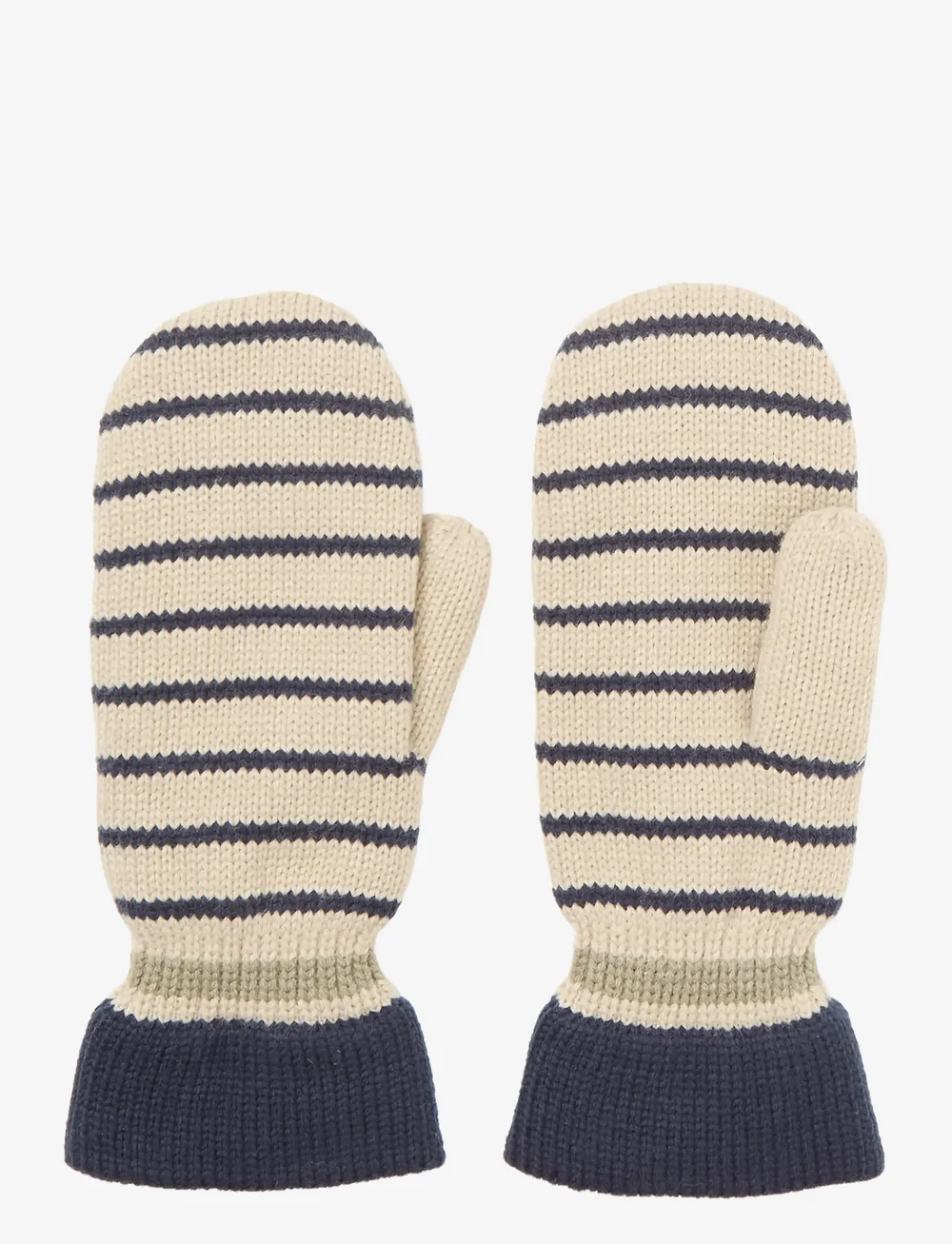 Becksöndergaard - Thin Striped Emerald Mittens - luffer - birch white - 0