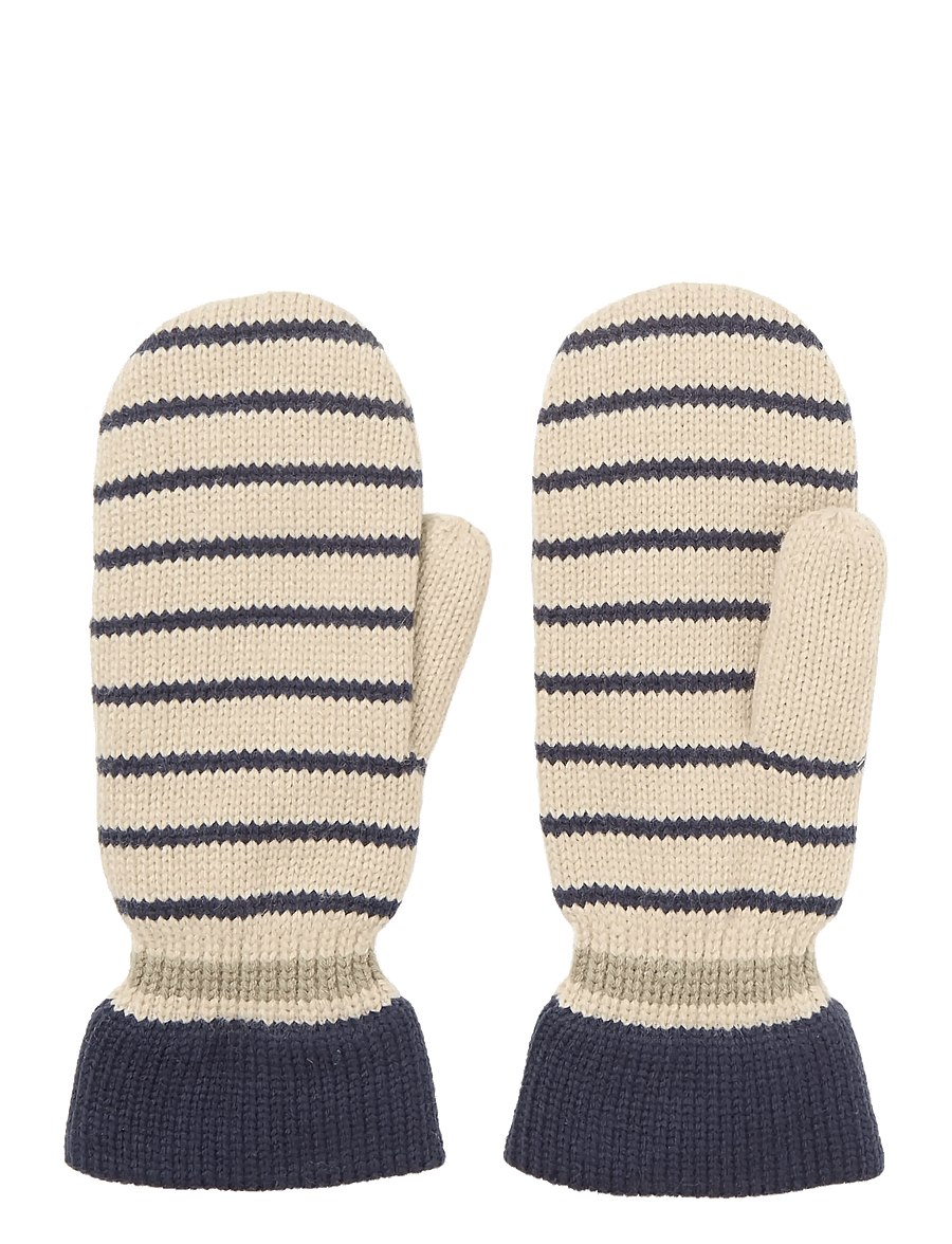 Becksöndergaard - Thin Striped Emerald Mittens - labakindad - birch white - 0