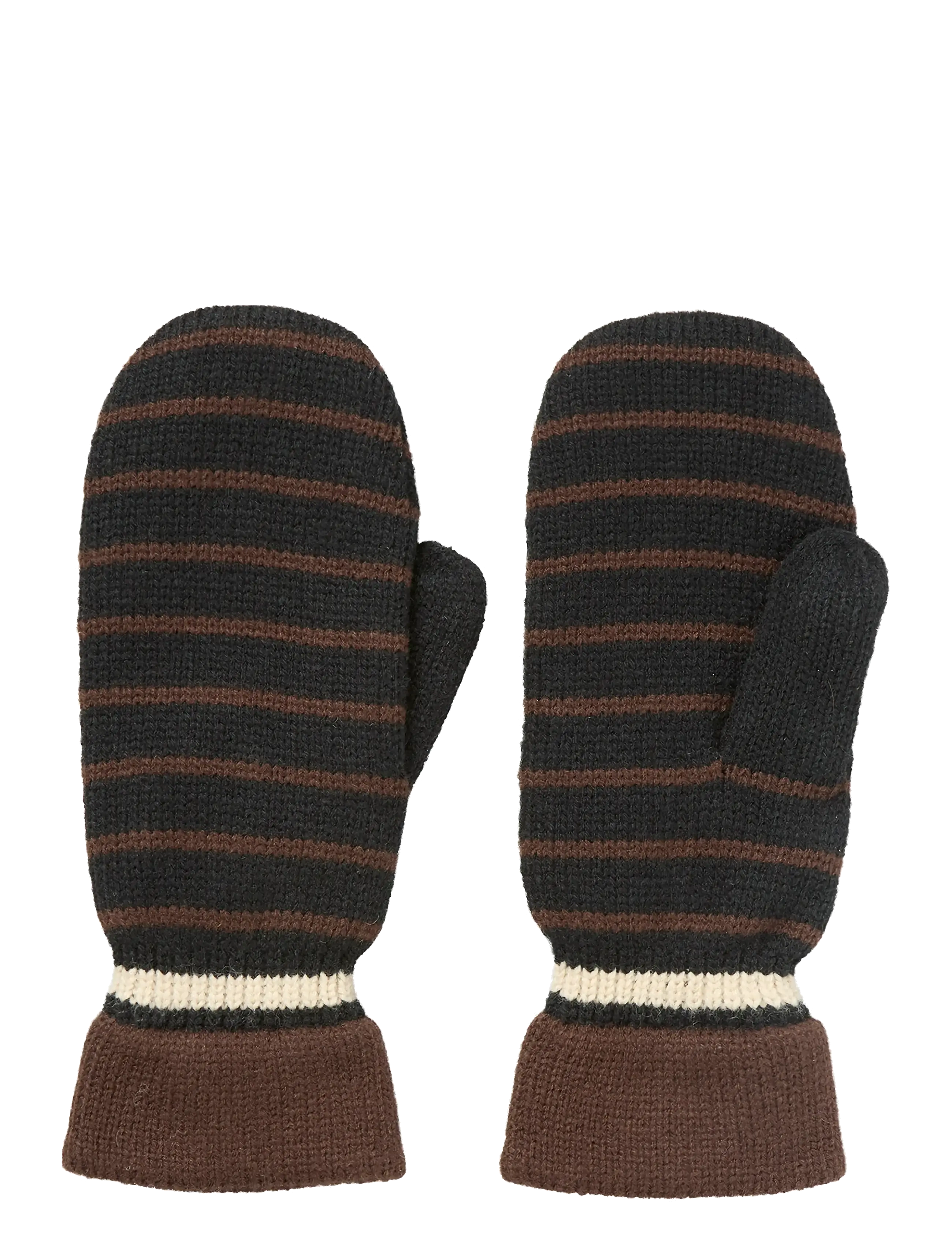Becksöndergaard Thin Striped Emerald Mittens, Kvinder, Stribede Vanter, Brun, Str: L/XL