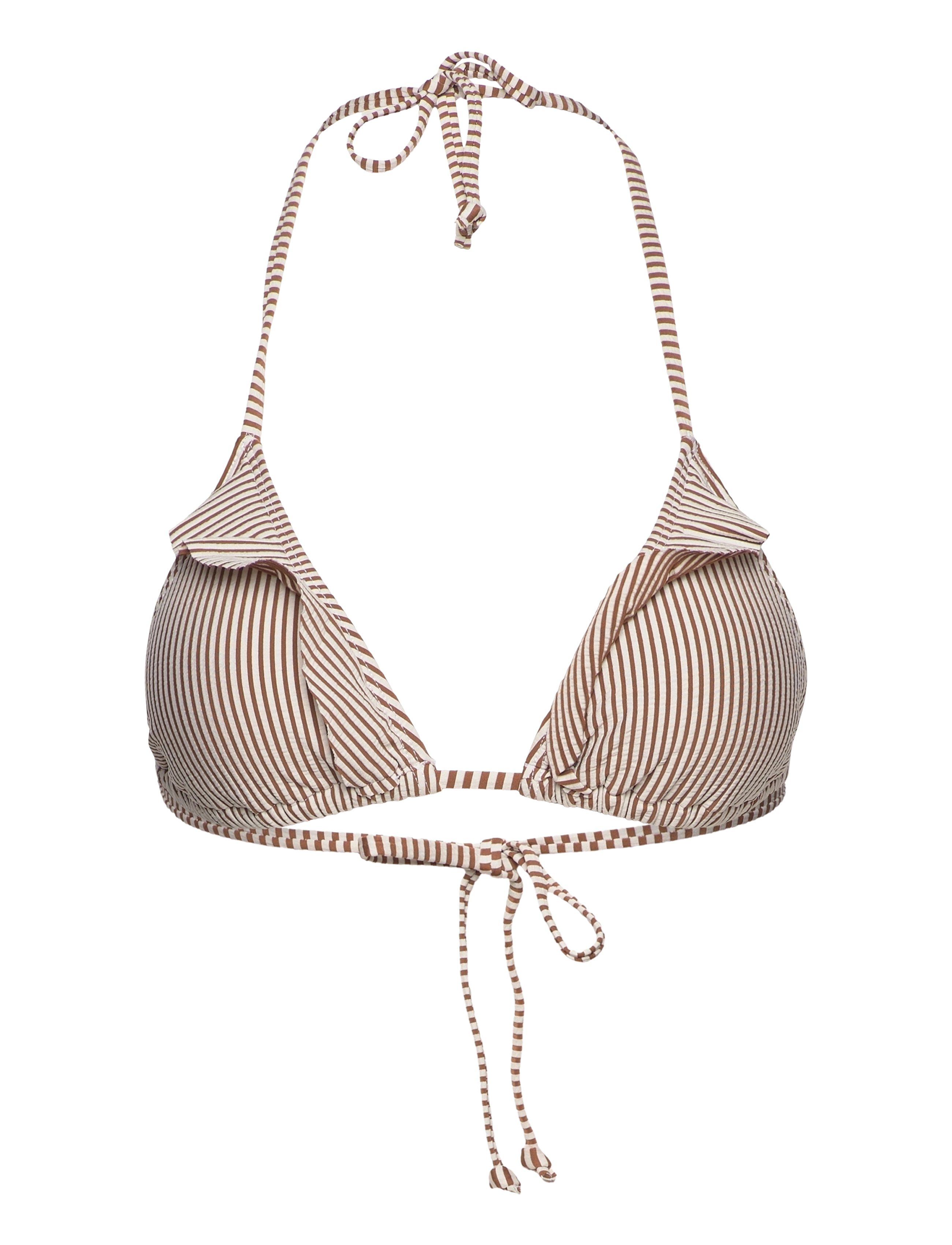 Becksöndergaard Striba Bel Frill Bikini Top, Kvinder, Flæse Halter Trekants Bikini Top, Brun, Str: S