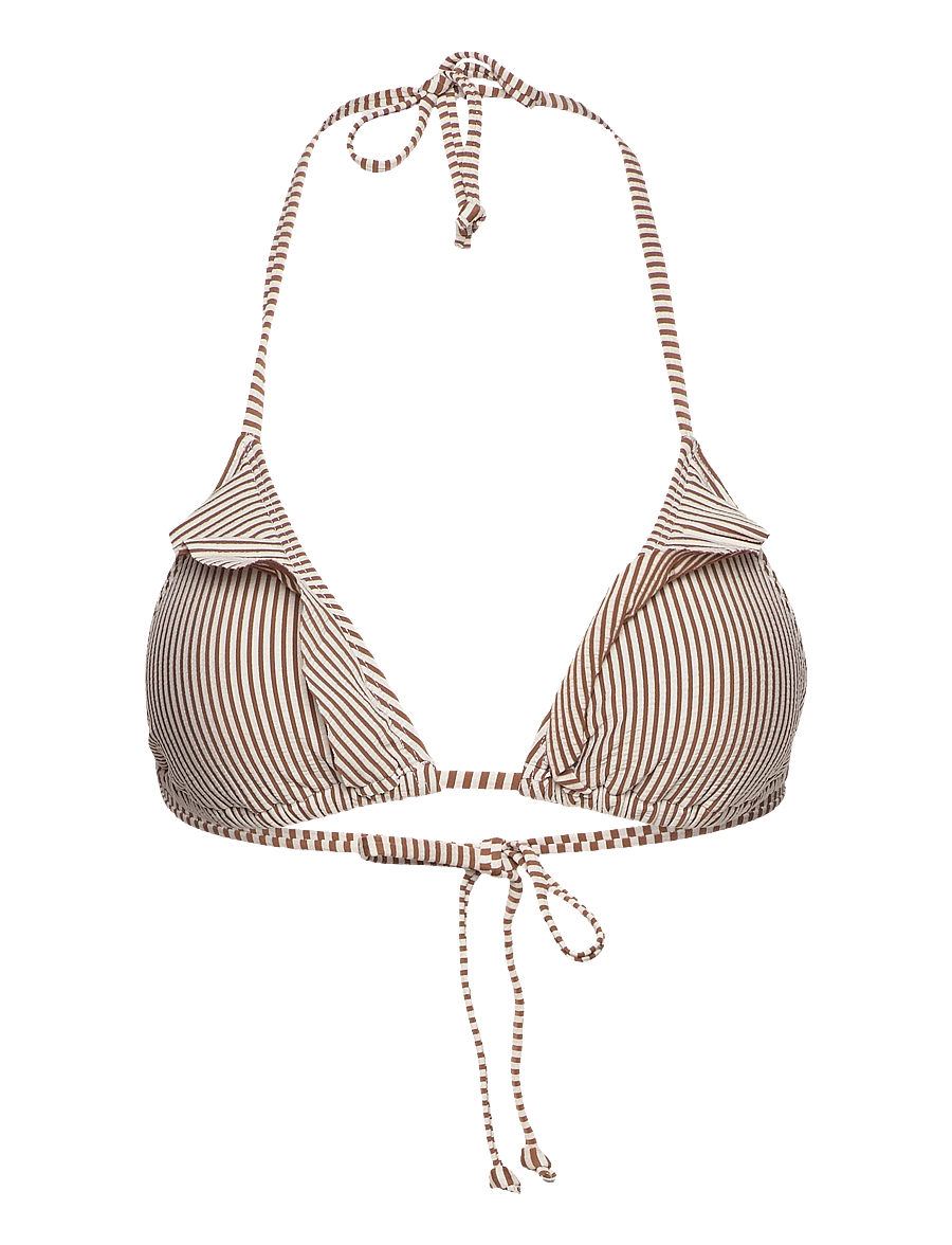 Becksöndergaard - Striba Bel Frill Bikini Top - bikinis med trekantform - sorrel brown - 0