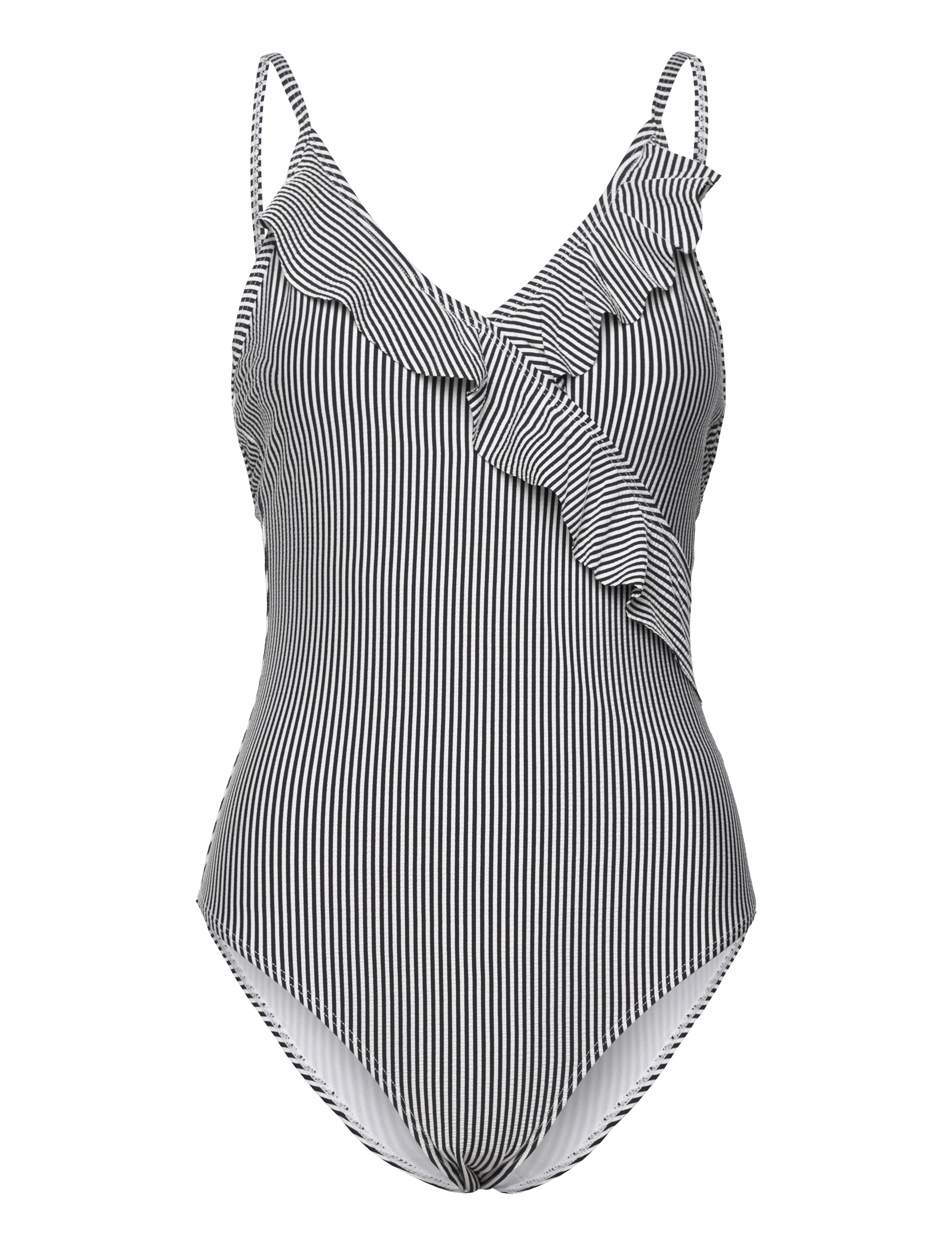 BECKSÖNDERGAARD Striba Bly Frill Badeanzug Navy - S - Damen