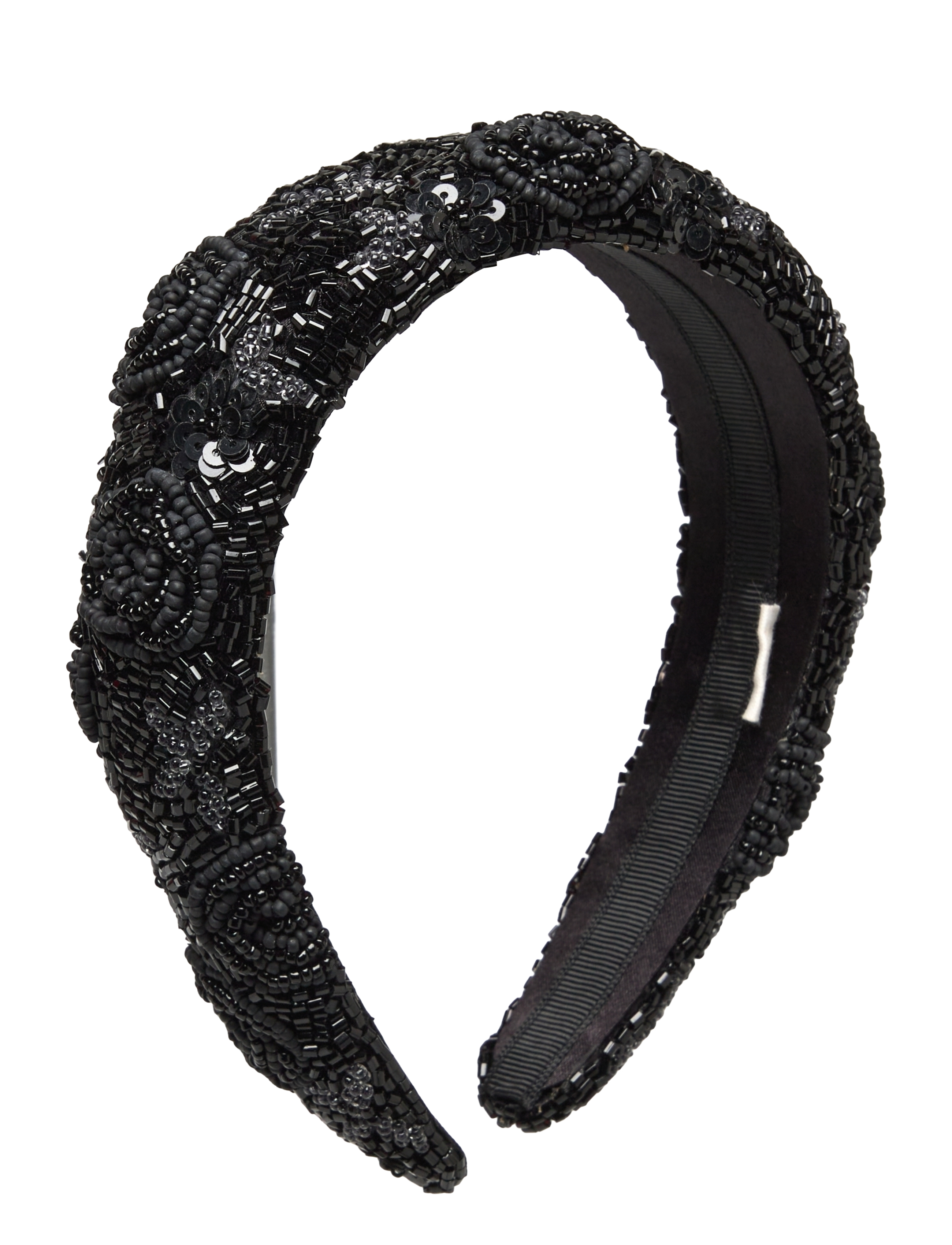 Florian Wide Beaded Hairbrace - BLACK