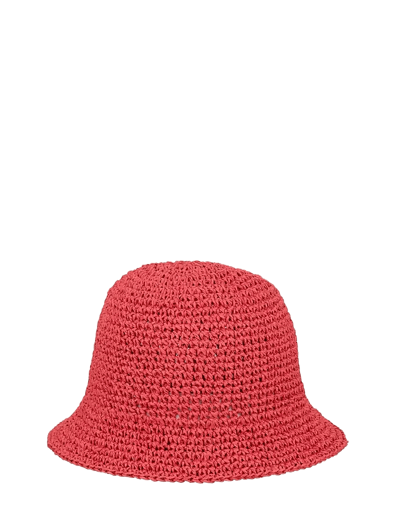 Becksöndergaard - Solid Saverina Straw Hat - straw hats - grenadine red - 0