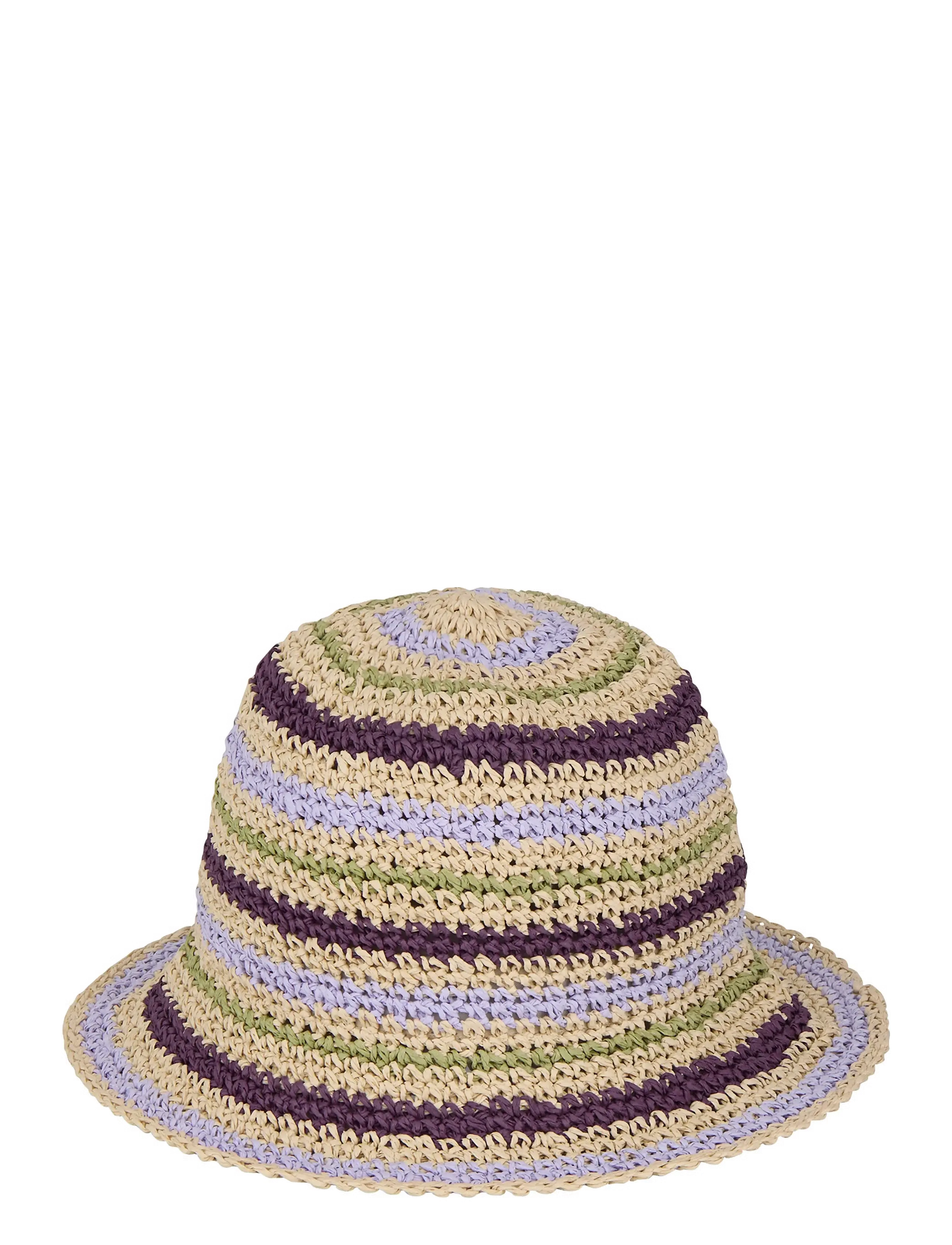 Becksöndergaard Striped Saverina Straw Hat - Accessoires - PLUM PERFECT / purple