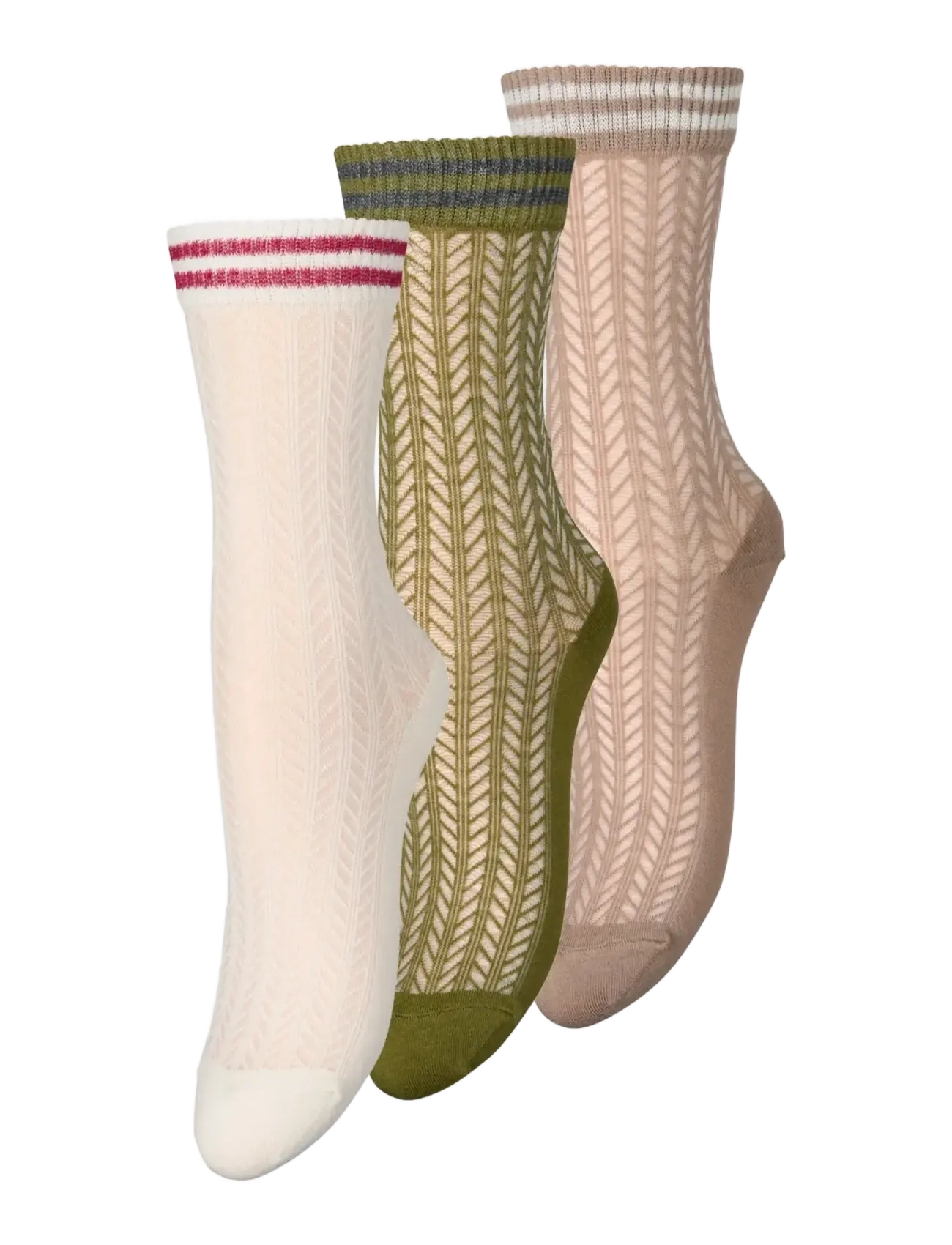 Becksöndergaard Zilla Sporty Cotta Sock 3 Pack - Pesu ja aluspesu - WHITE/BROWN/ARMY / khaki/green
