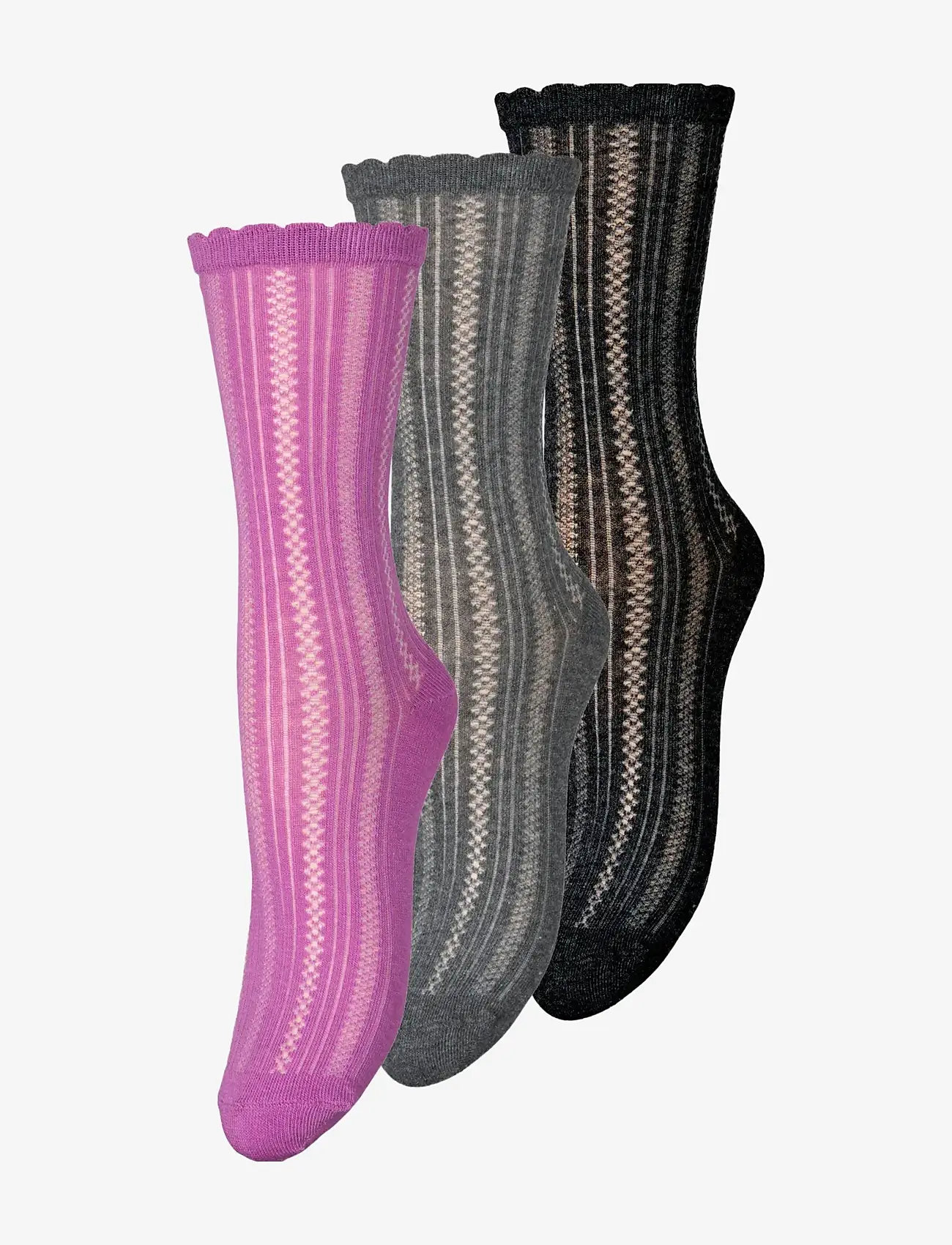 Becksöndergaard - Crochia Cotta Sock 3 Pack - crew-socken - black/gray/rose - 1