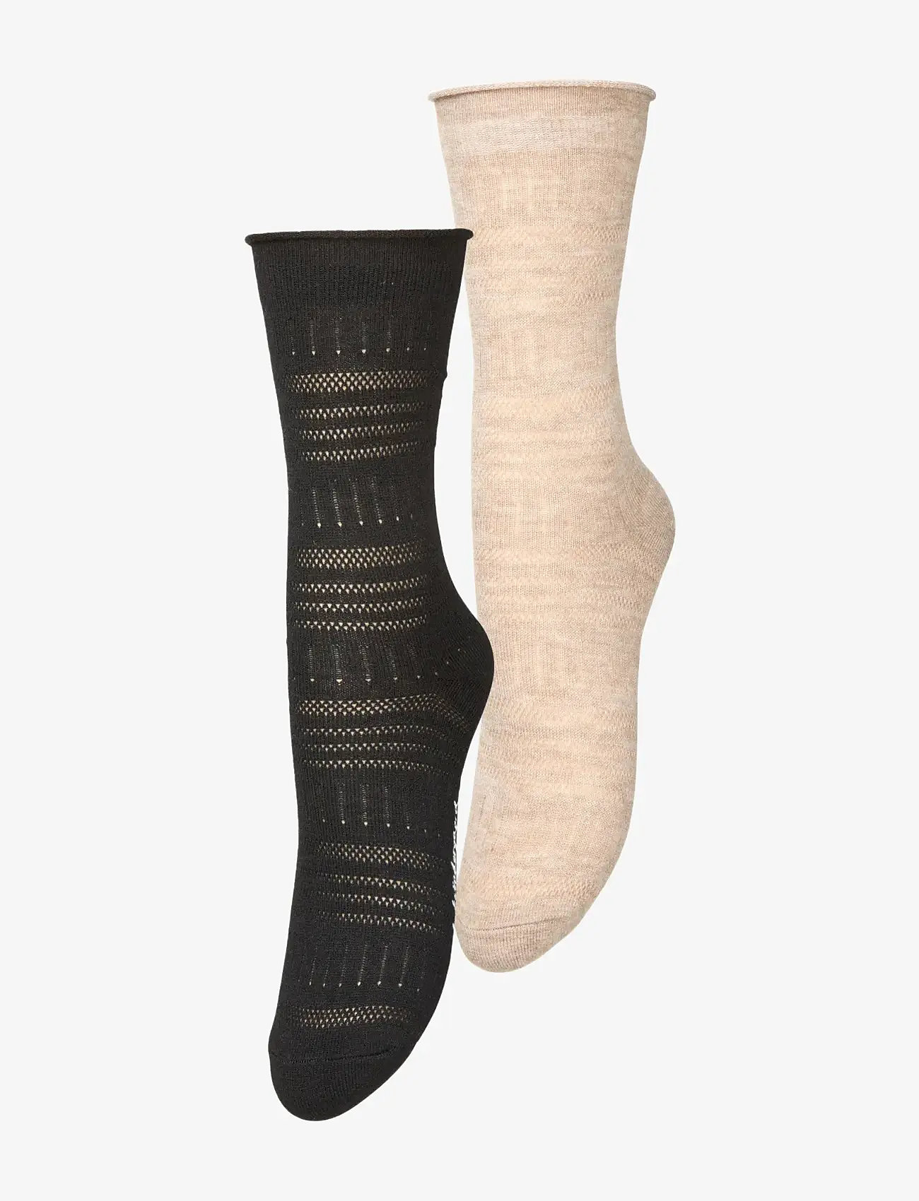 Becksöndergaard - Lucretia Wola Sock 2 Pack - almindelige strømper - black/beige - 0