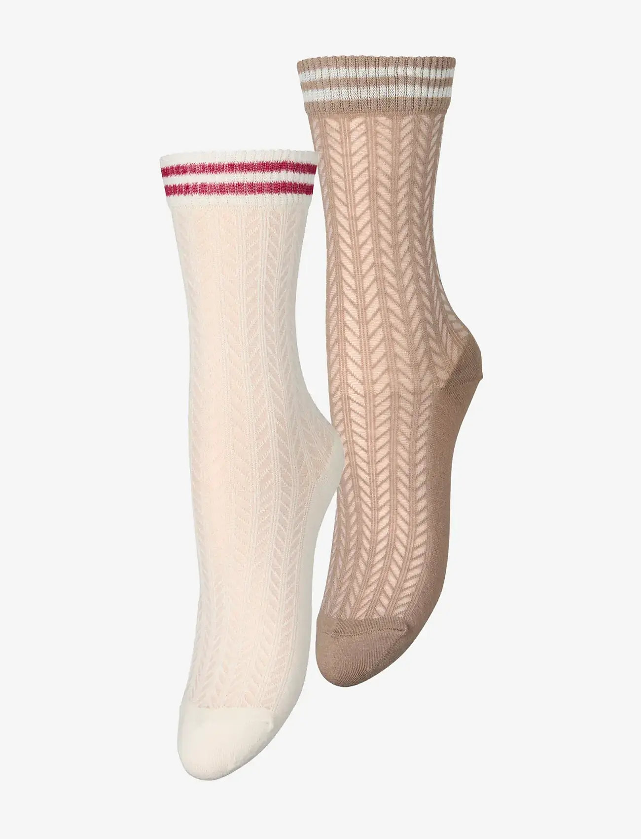Becksöndergaard - Zilla Sporty Cotta Sock 2 Pack - regular socks - birch white/fungi brown - 0
