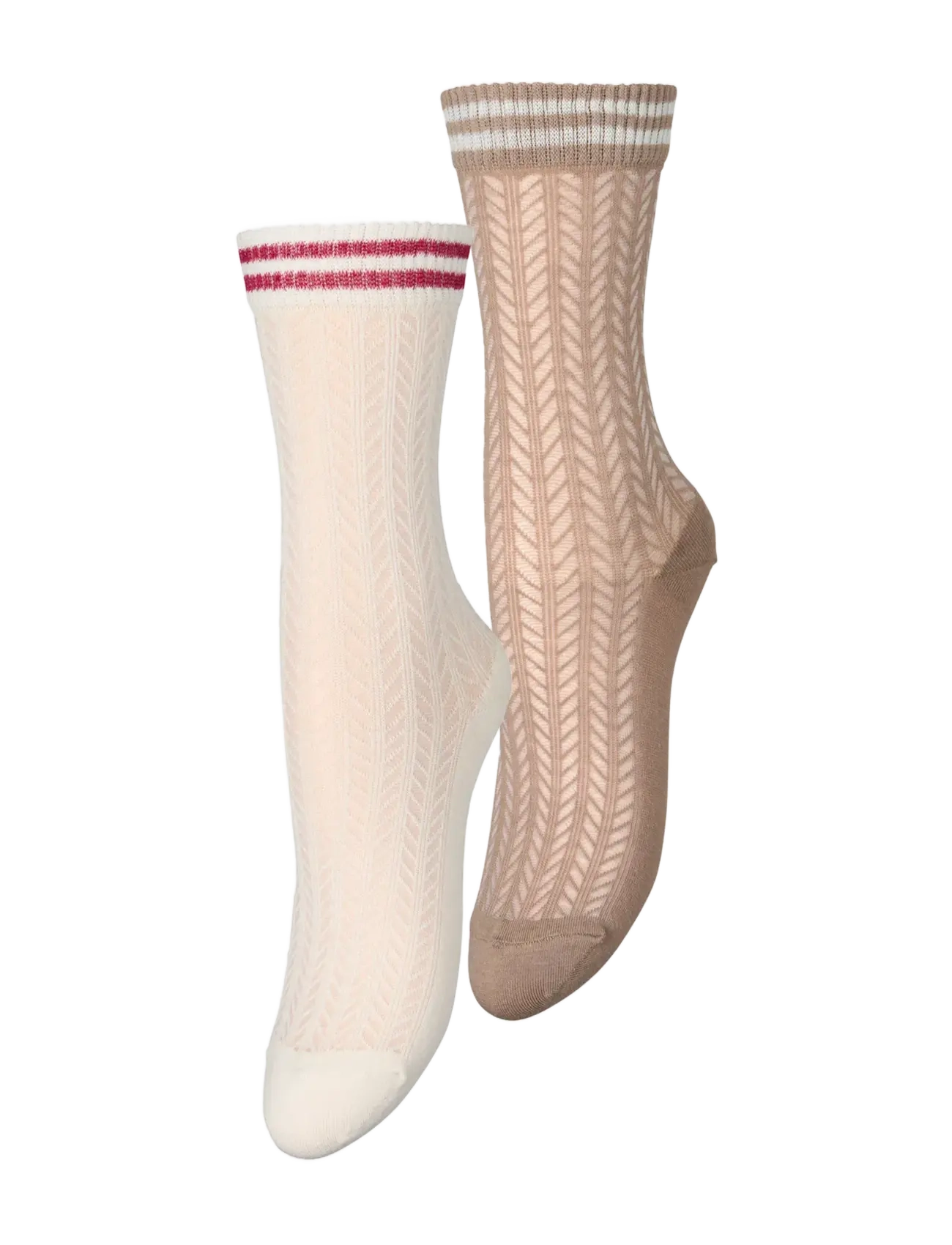 Becksöndergaard Zilla Sporty Cotta Sock 2 Pack - Undertøj - BIRCH WHITE/FUNGI BROWN / beige
