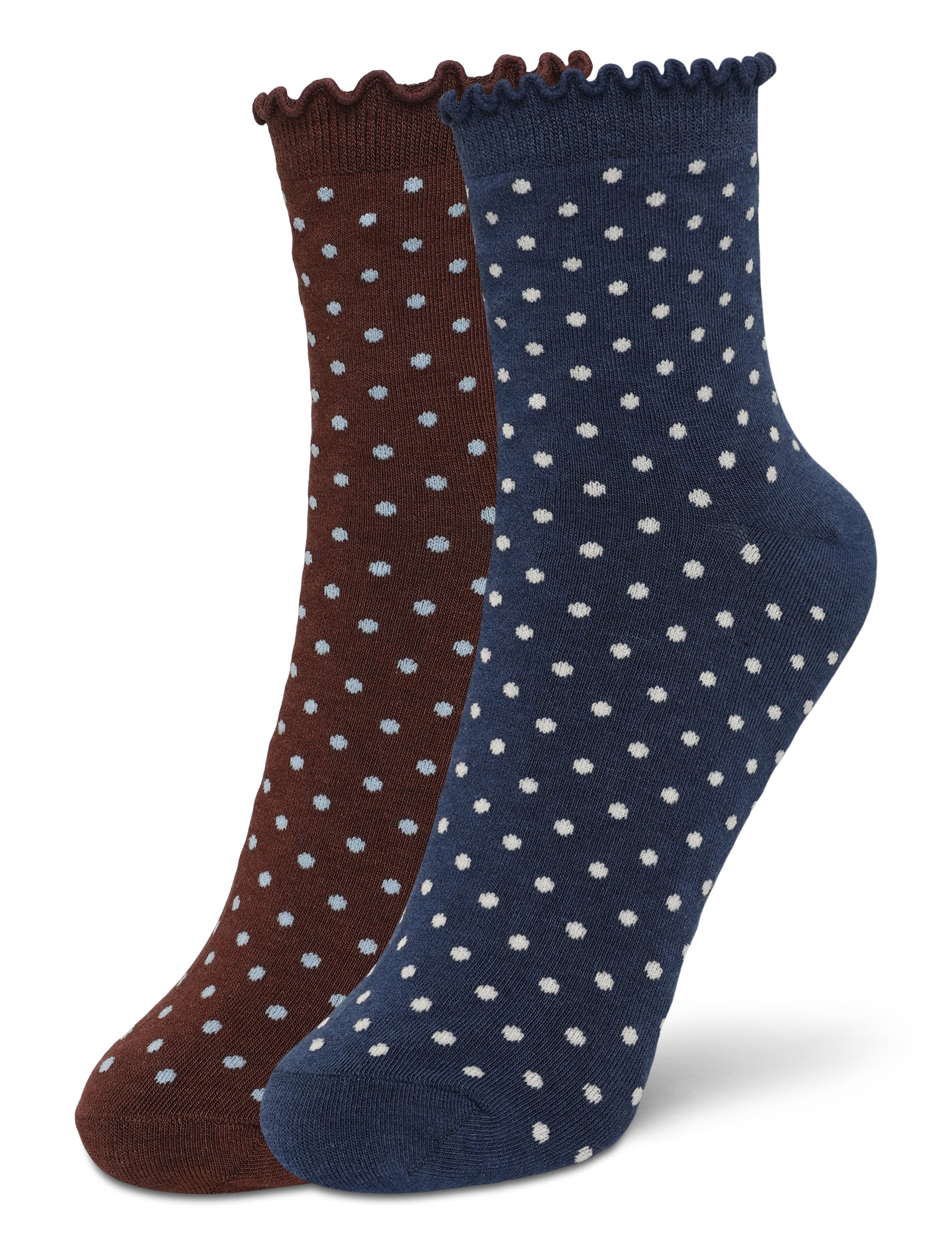 Becksöndergaard Dotted Frilla Short Sock 2 Pack - BECKSÖNDERGAARD - NAVY/BROWN / navy