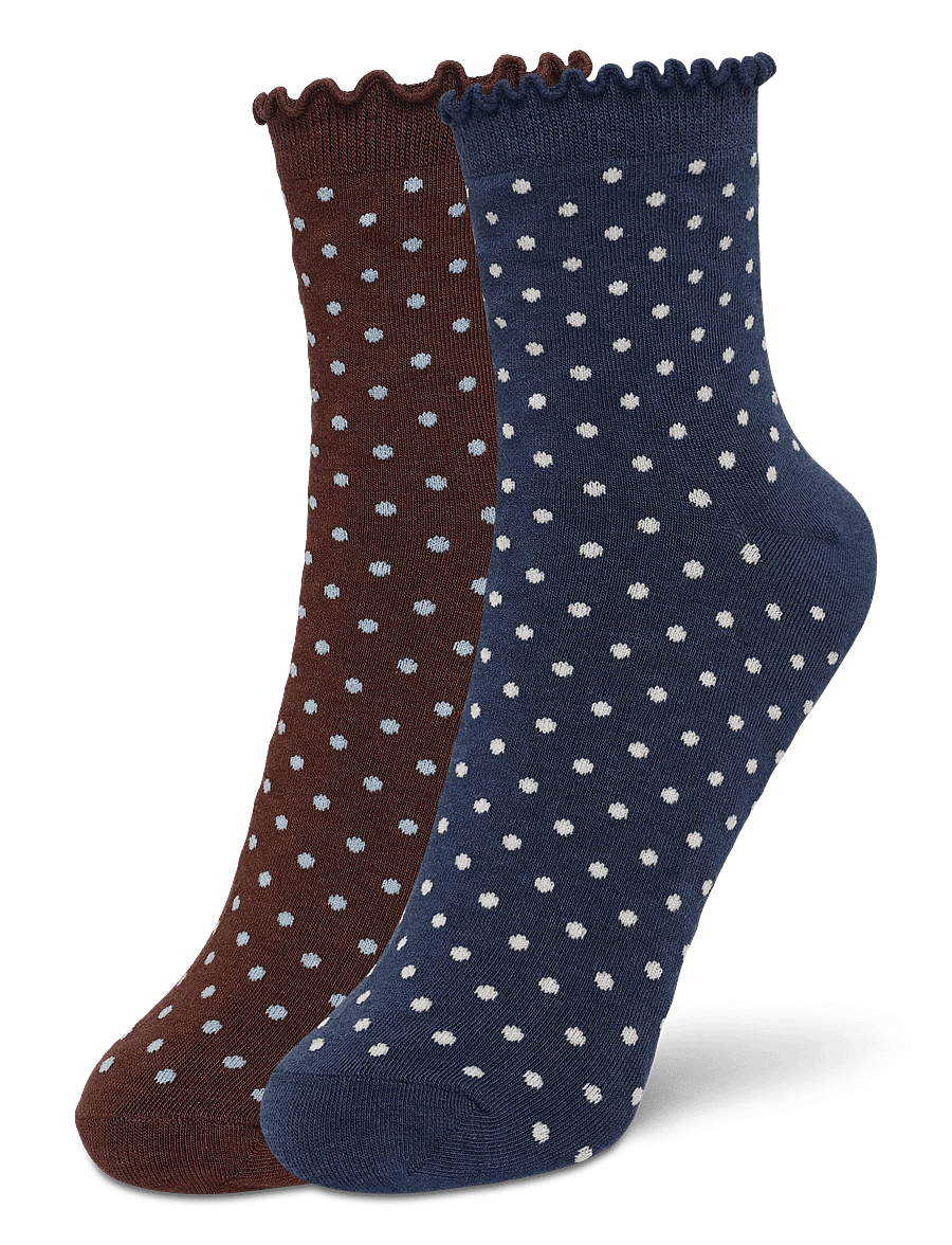 Becksöndergaard - Dotted Frilla Short Sock 2 Pack - normale socken - navy/brown - 1
