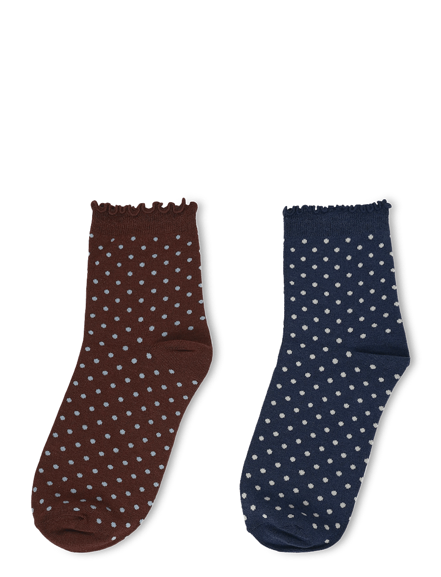 Becksöndergaard - Dotted Frilla Short Sock 2 Pack - normale socken - navy/brown - 2