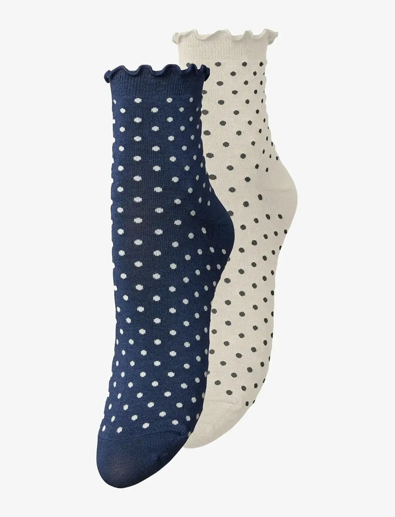 Becksöndergaard - Dotted Frilla Short Sock 2 Pack - crew-socken - off-white/blue - 0