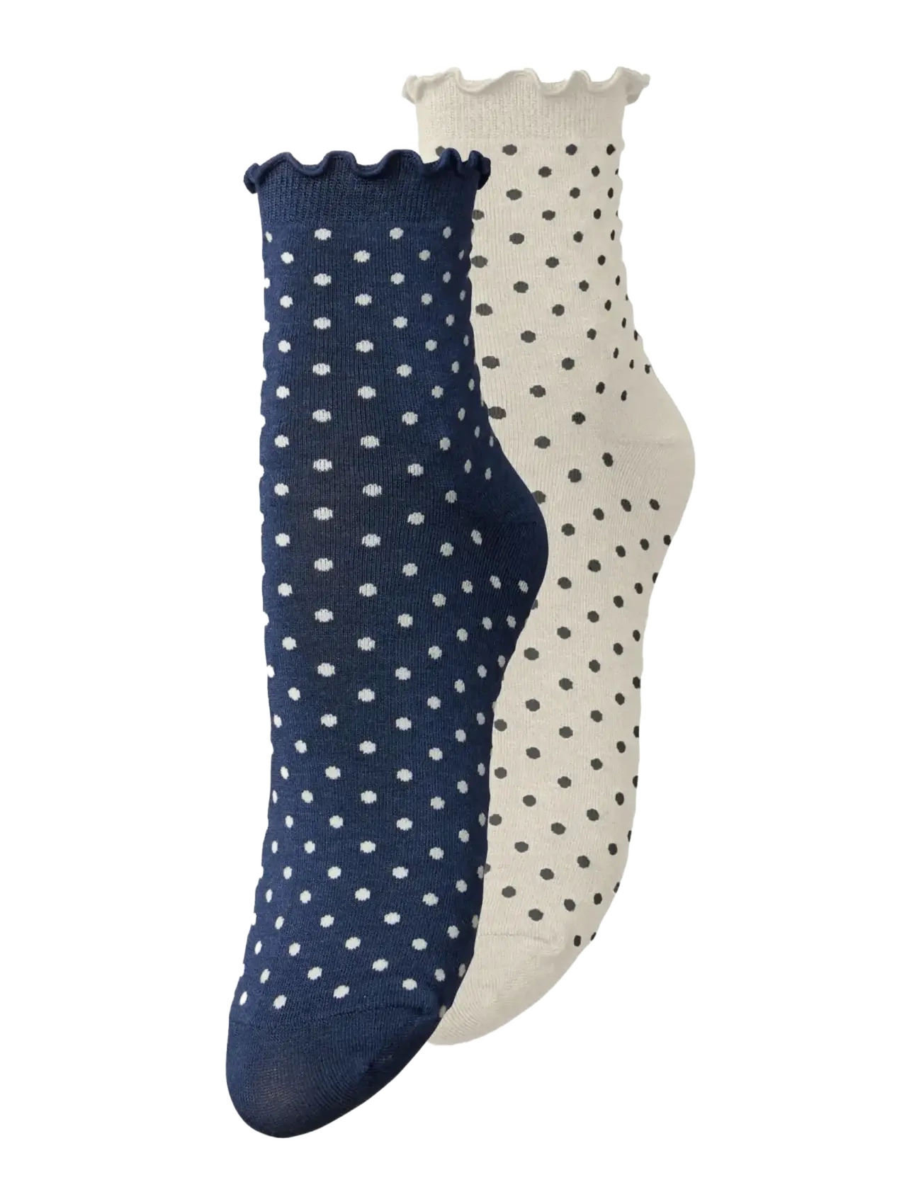 Becksöndergaard Dotted Frilla Short Sock 2 Pack - Apatinis trikotažas - OFF-WHITE/BLUE / multi