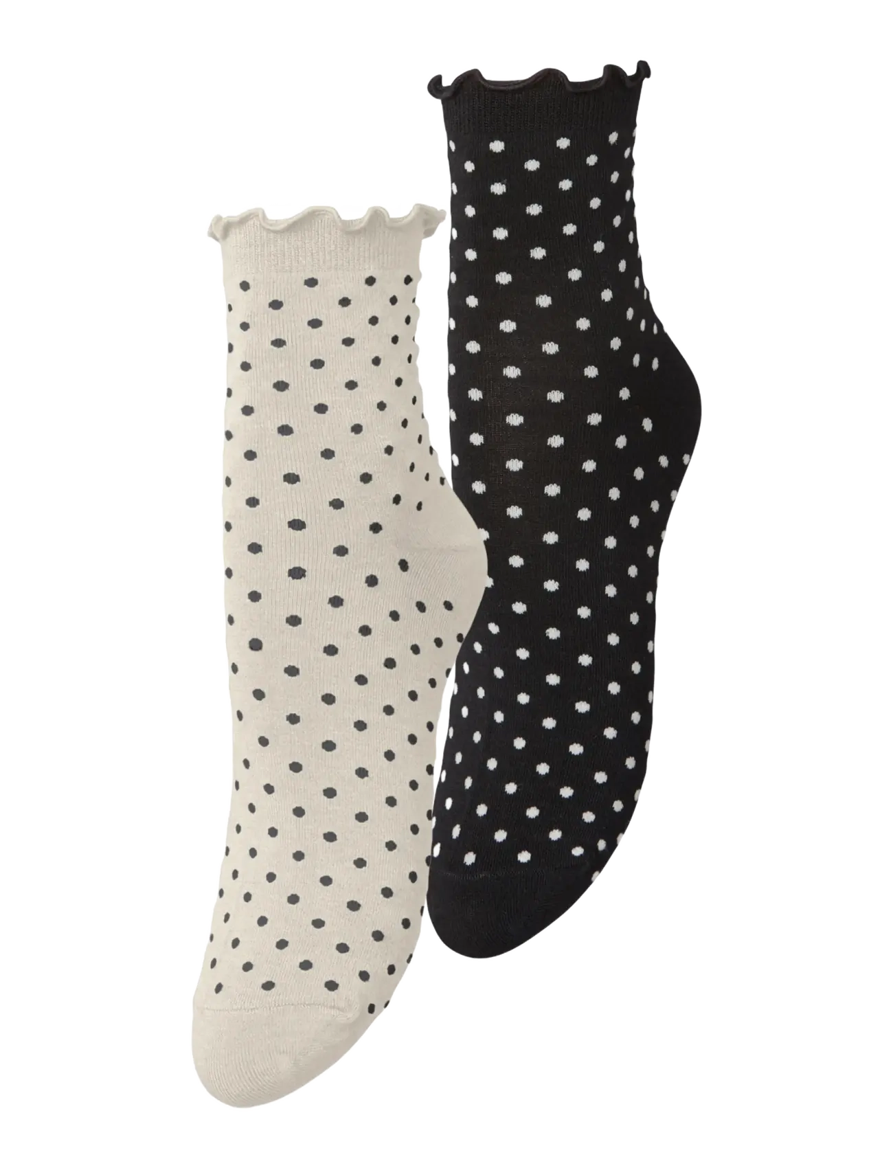 Becksöndergaard Dotted Frilla Short Sock 2 Pack - Socken - WHITE/BLACK / cream