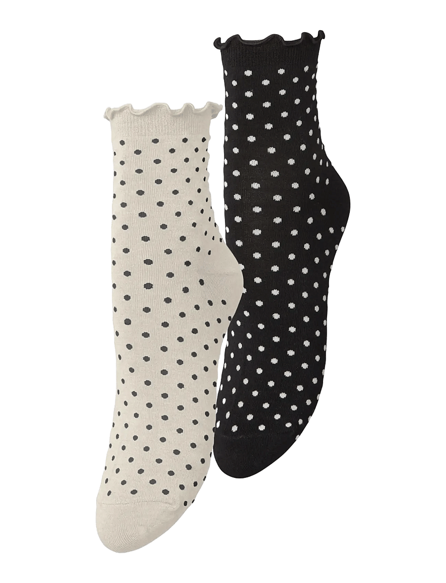 Becksöndergaard - Dotted Frilla Short Sock 2 Pack - klassikalised sokid - white/black - 0