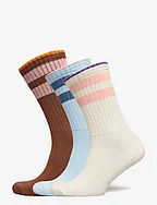 Tenna Thick Sock 3 Pack - WHITE/BLUE/BROWN