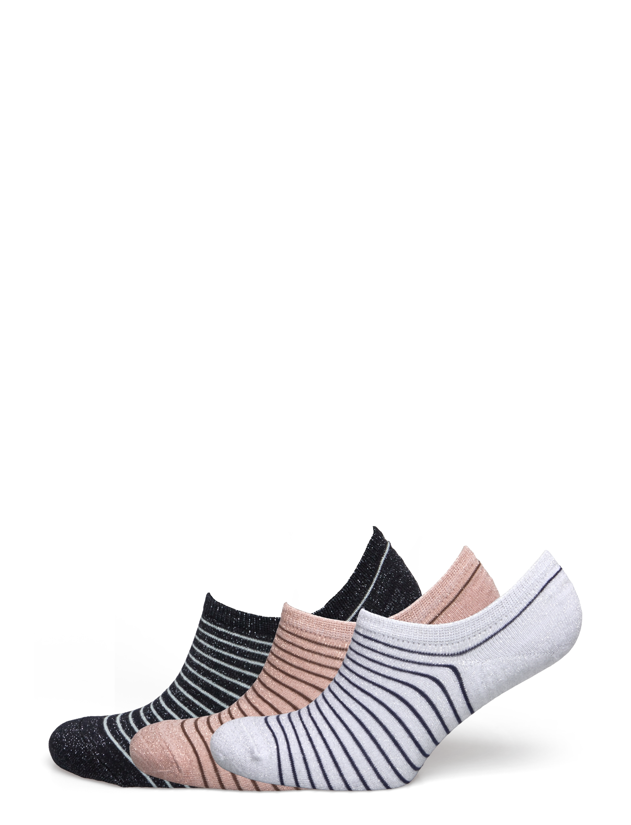 Becksöndergaard Stripe Glitter Sneakie Sock 3 Pack - Ankelstrømper - WHITE/BLUE/ROSE / white